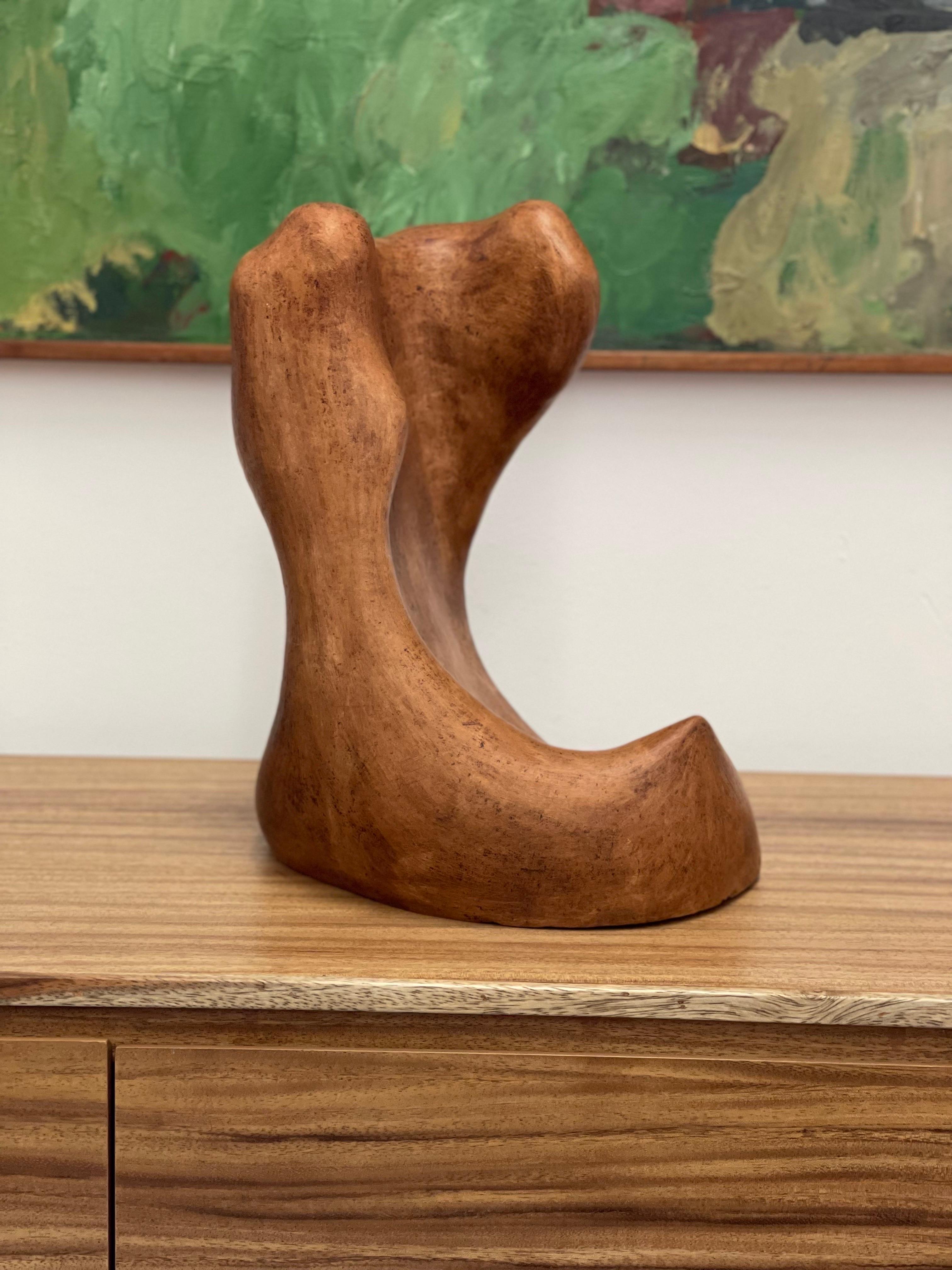 Wood Vintage Biomorphic Clay Signed Sculpture by Washington Artist Ruth, circa 1970s For Sale