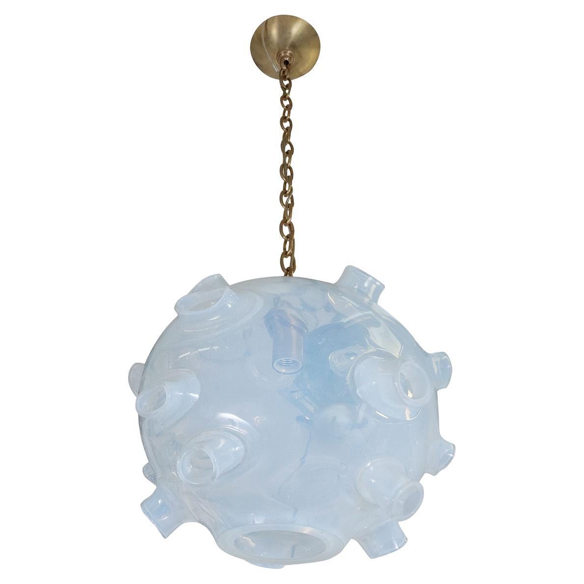 Vintage Biomorphic Handblown Opaline Art Glass Pendant, "Caldera" For Sale
