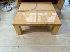 Vintage Birch Burl Coffee Table with Brass Inlays, 1970