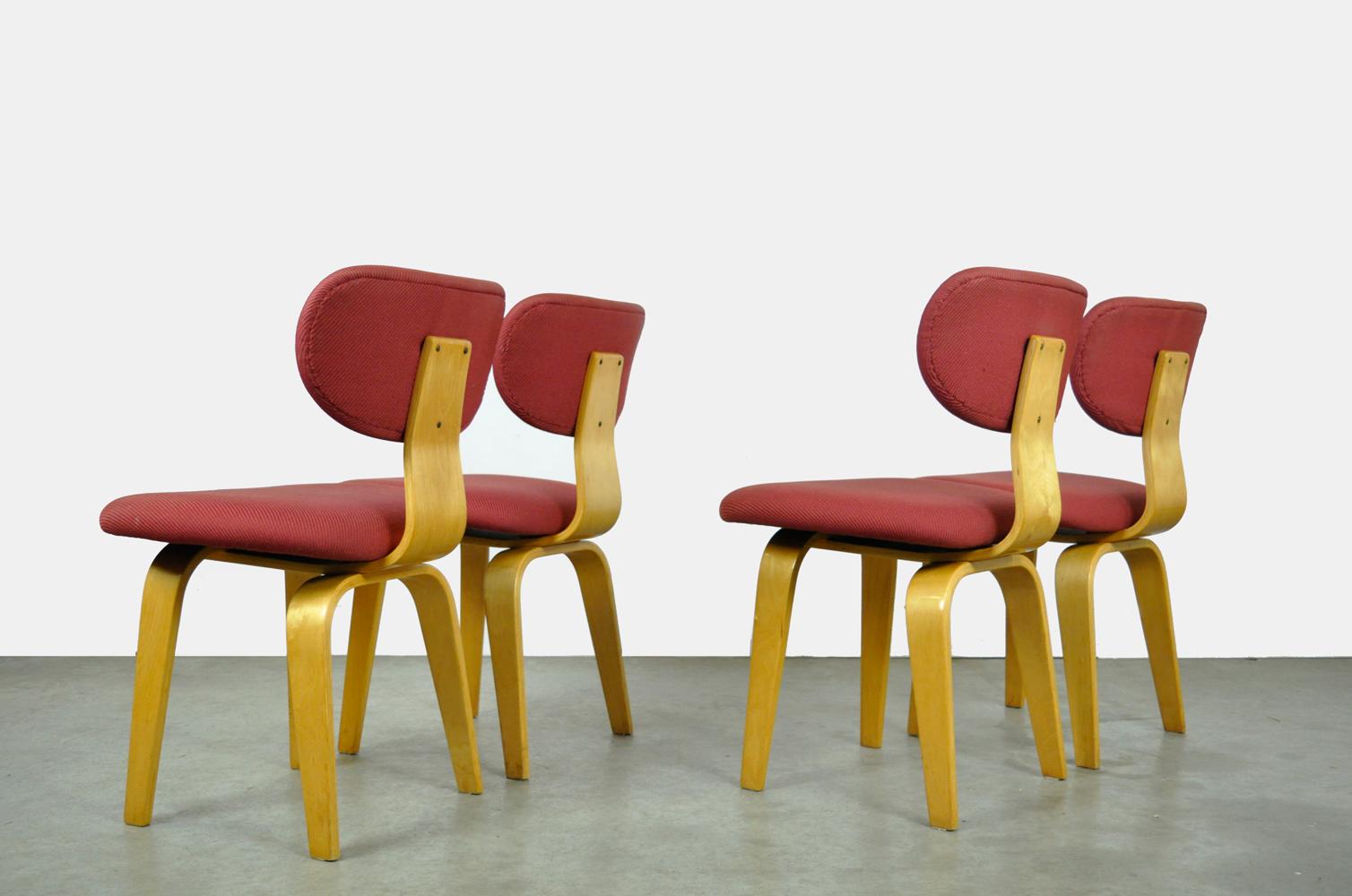 Mid-Century Modern Vintage birch dining table chairs SB02 designed by Cees Braakman in 1952, Pastoe