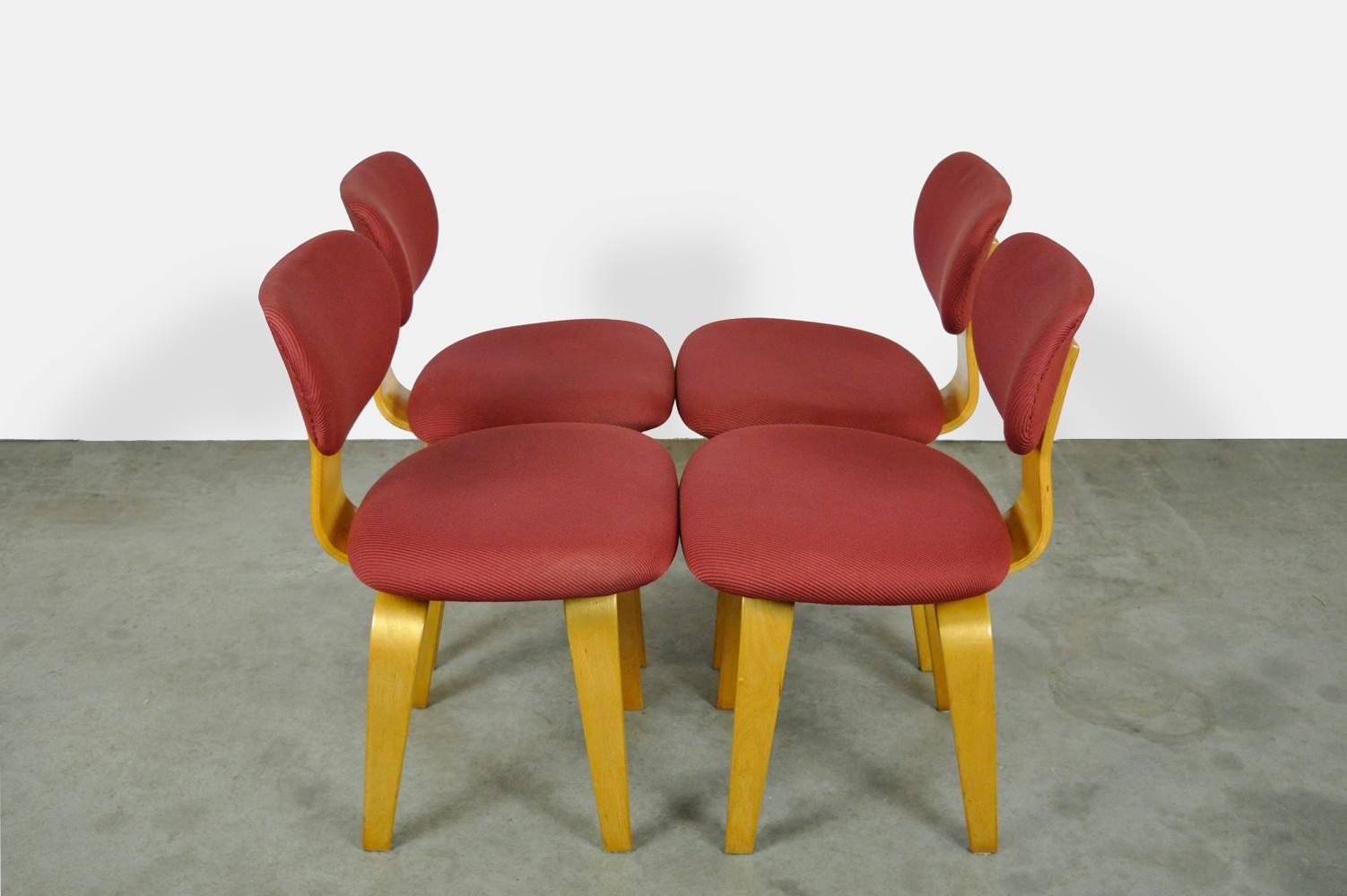 Dutch Vintage birch dining table chairs SB02 designed by Cees Braakman in 1952, Pastoe