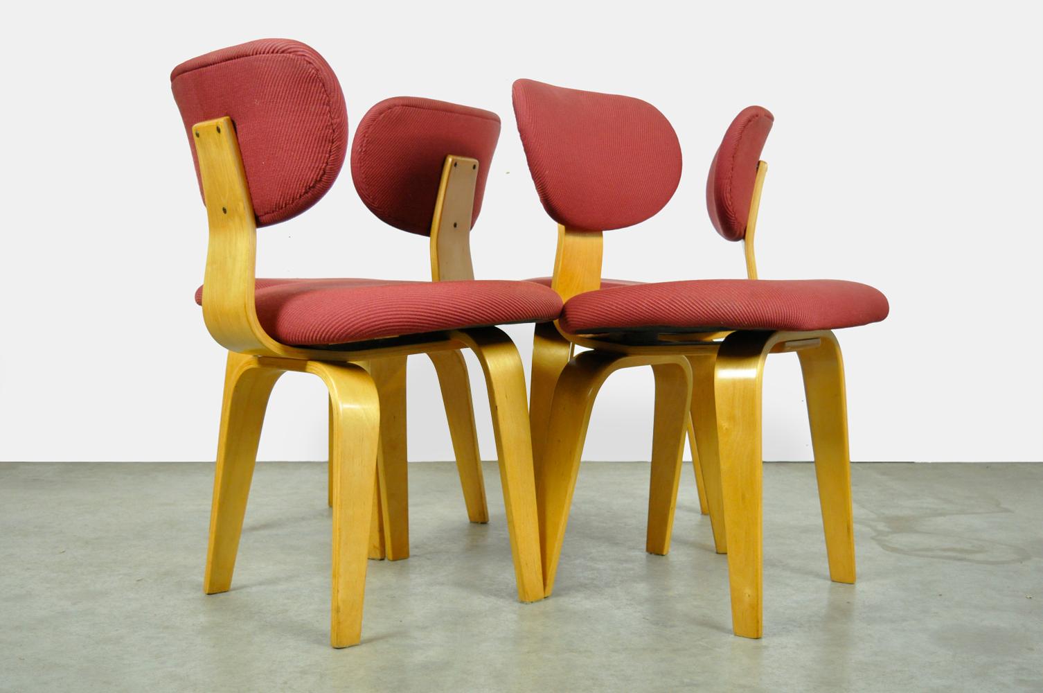 Vintage birch dining table chairs SB02 designed by Cees Braakman in 1952, Pastoe In Good Condition In Deventer, NL