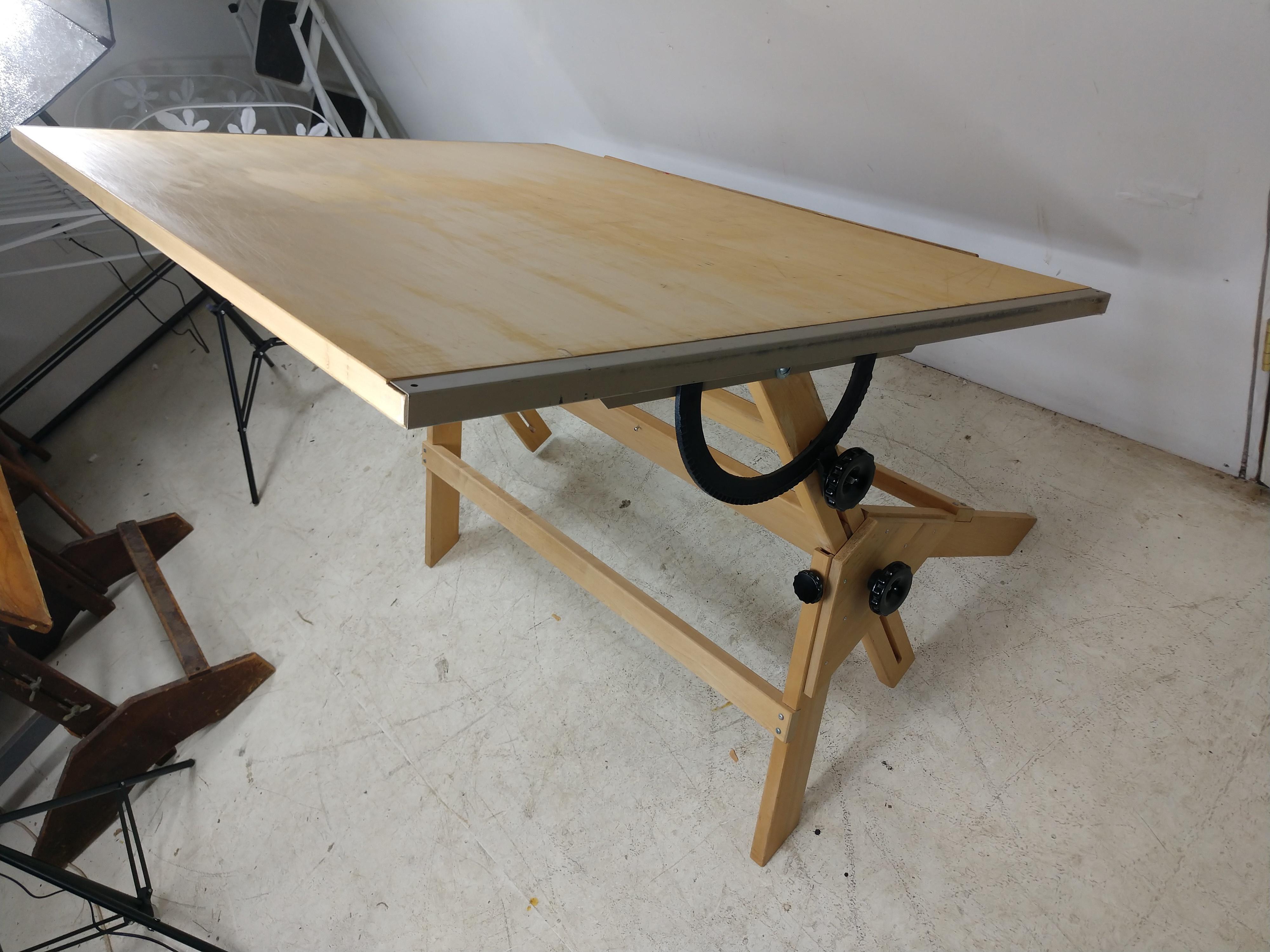 Large Mid Century Birch & Maple Drafting Table 1