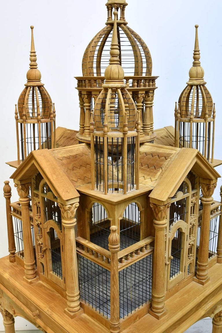 Image showcasing Vintage Bird Cage in Teak Wood with Teak Table Base at 1stDibs | teak ...