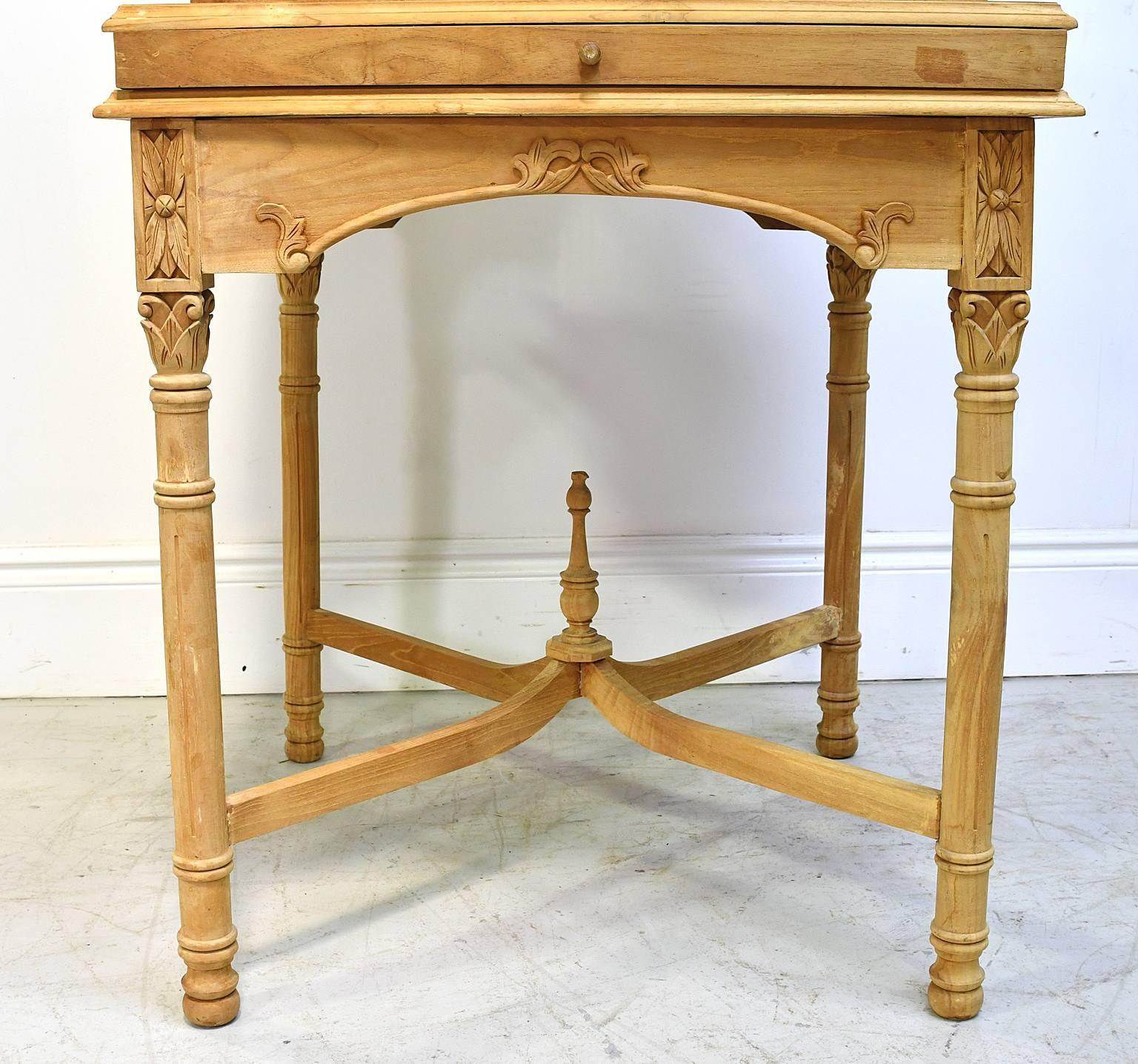 Vintage Bird Cage in Teak Wood with Teak Table Base 5