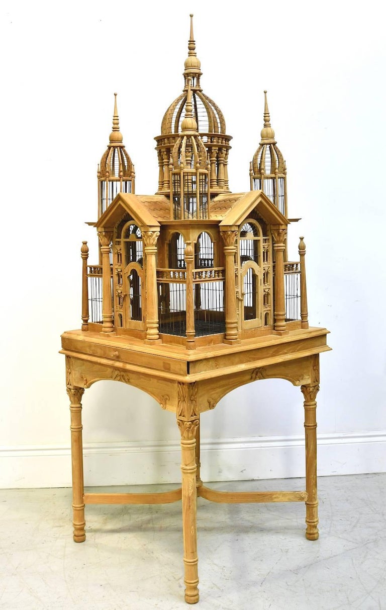 Picture of Vintage Bird Cage in Teak Wood with Teak Table Base at 1stDibs | teak ...