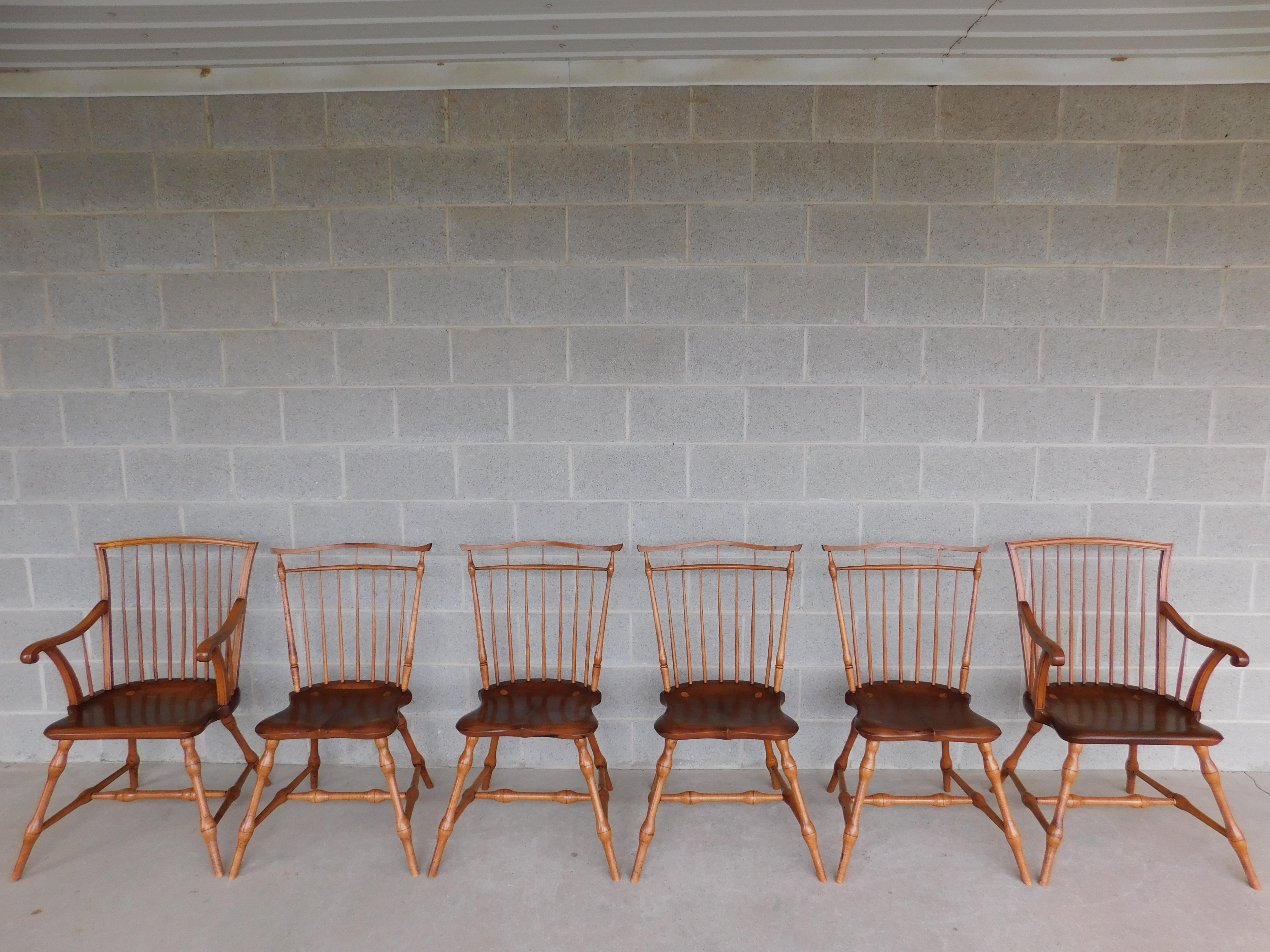 Vintage Bird Cage Windsor Chairs, Set of 6 by Marlow of York Pa For Sale 11