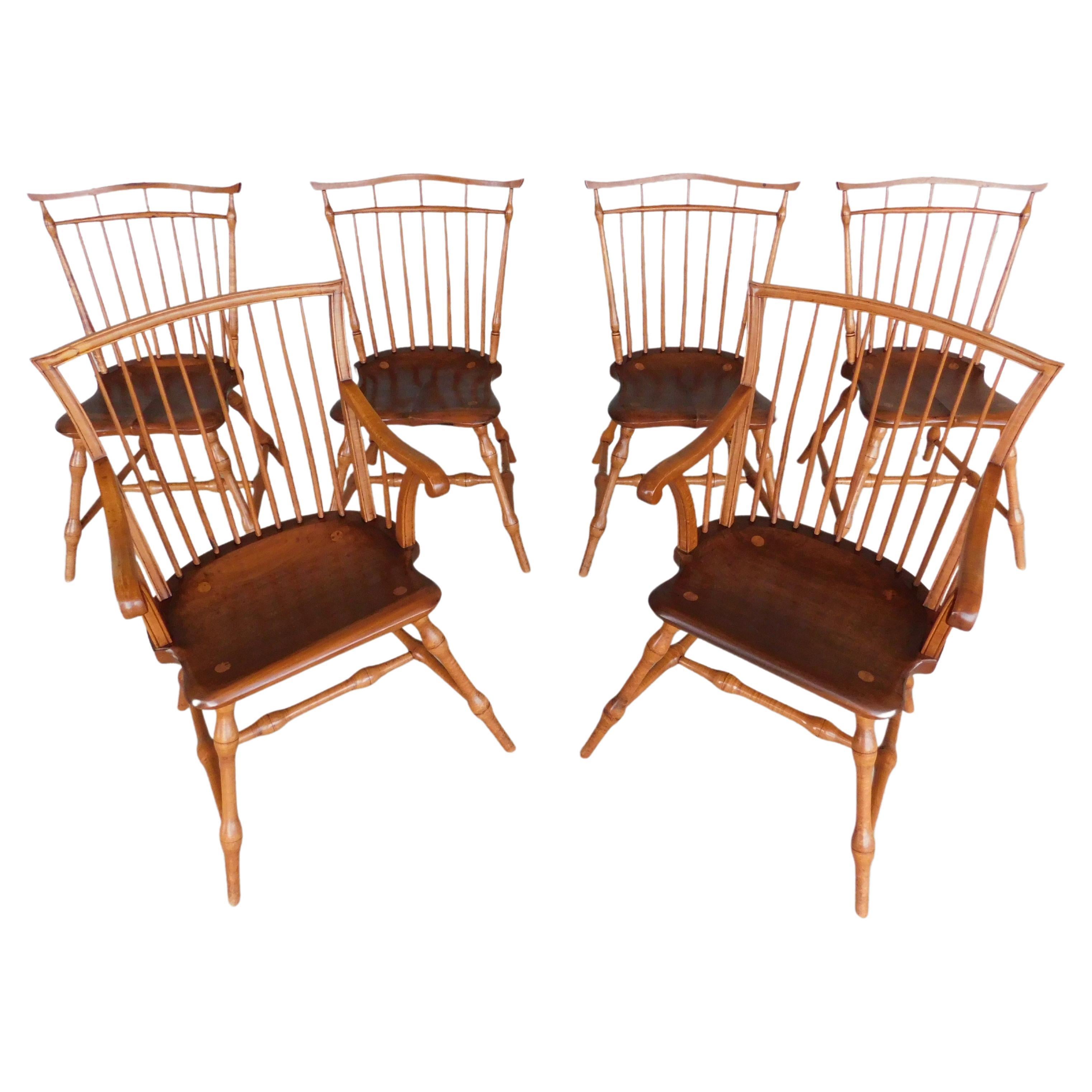 Vintage Bird Cage Windsor Chairs, Set of 6 by Marlow of York Pa For Sale