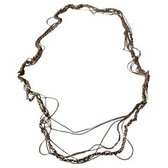 Vintage Bird Claw Multi Chain Necklace Blue Enamel Palladium Paris 2008