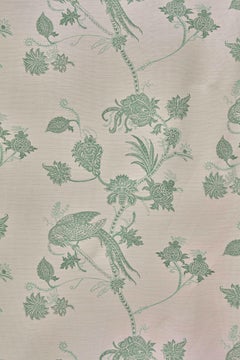 'Vintage Bird Trail' Contemporary, Traditional Fabric in Plaster/Green