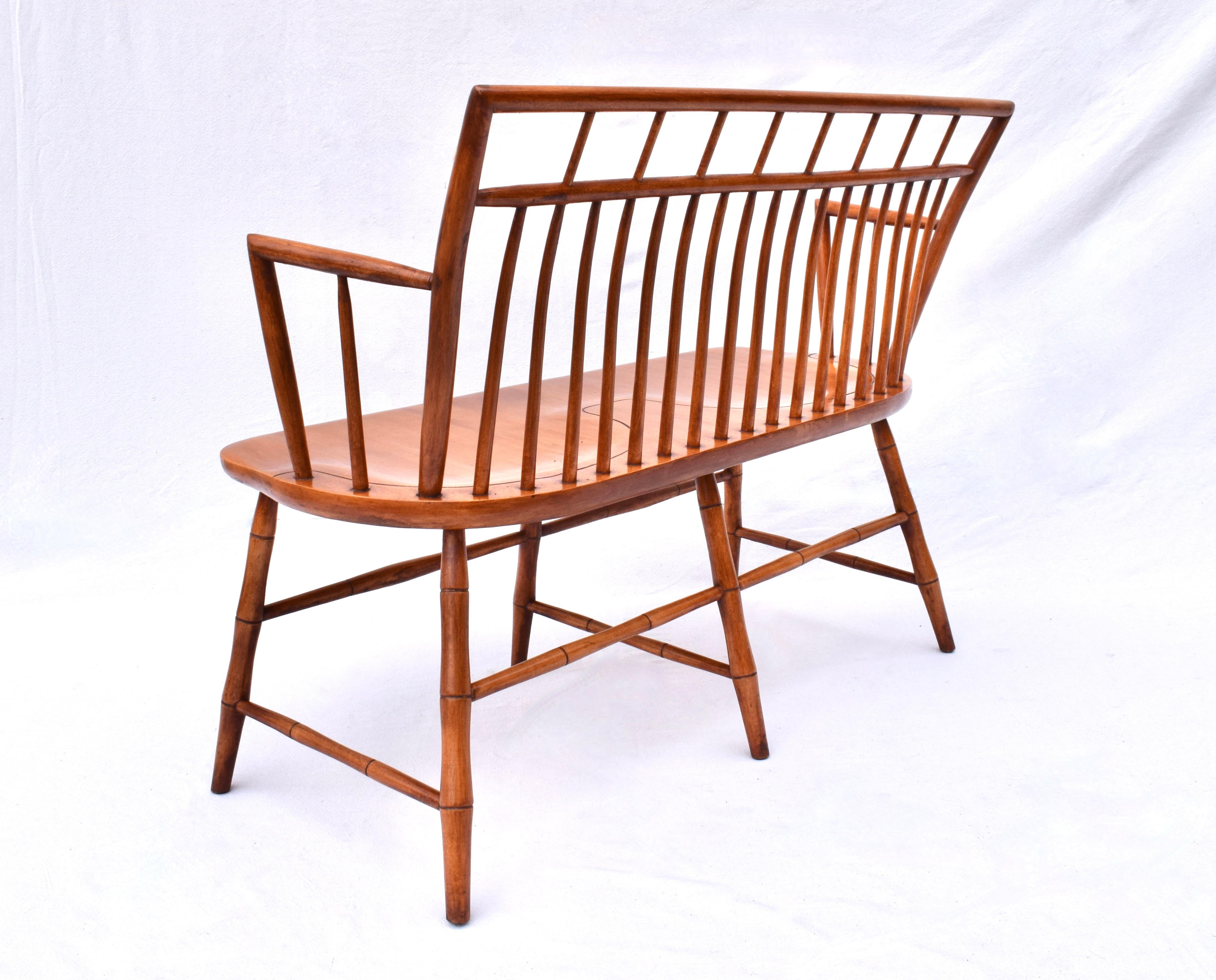Maple Vintage Birdcage Windsor Bench Settee