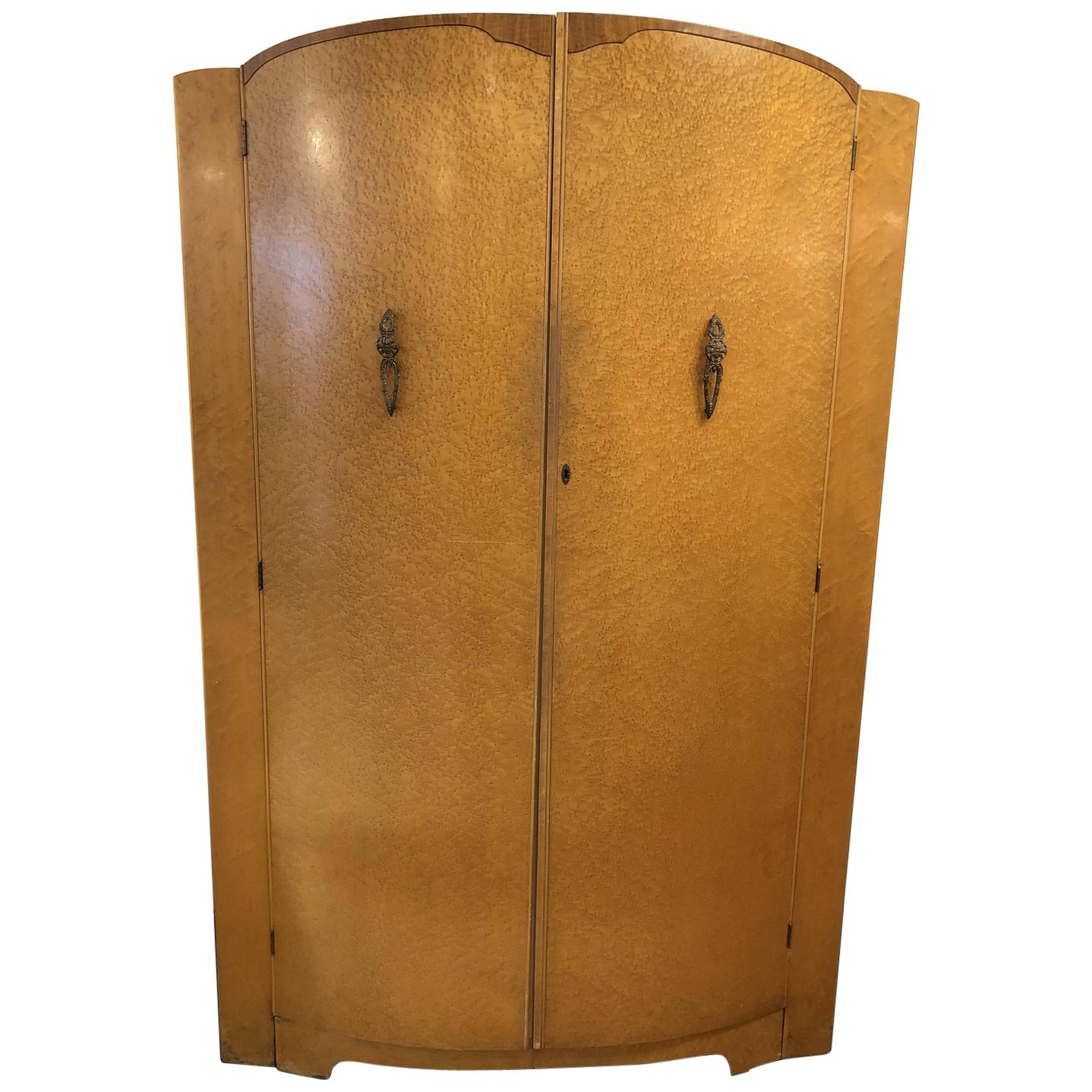 Vintage Bird
s-Eye Maple Armoire For Sale