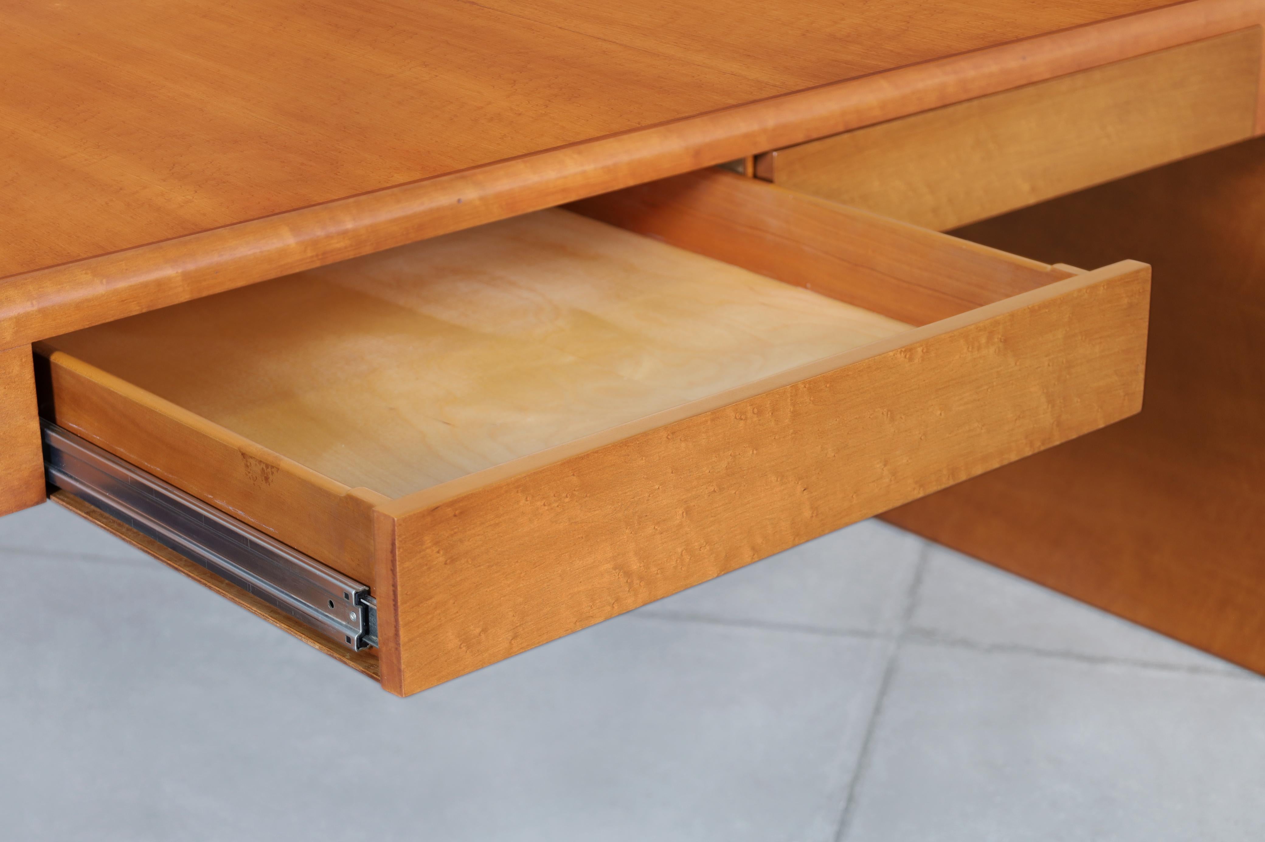 Birdseye Maple Vintage Bird’s Eye Maple “Waterfall” Executive Desk For Sale