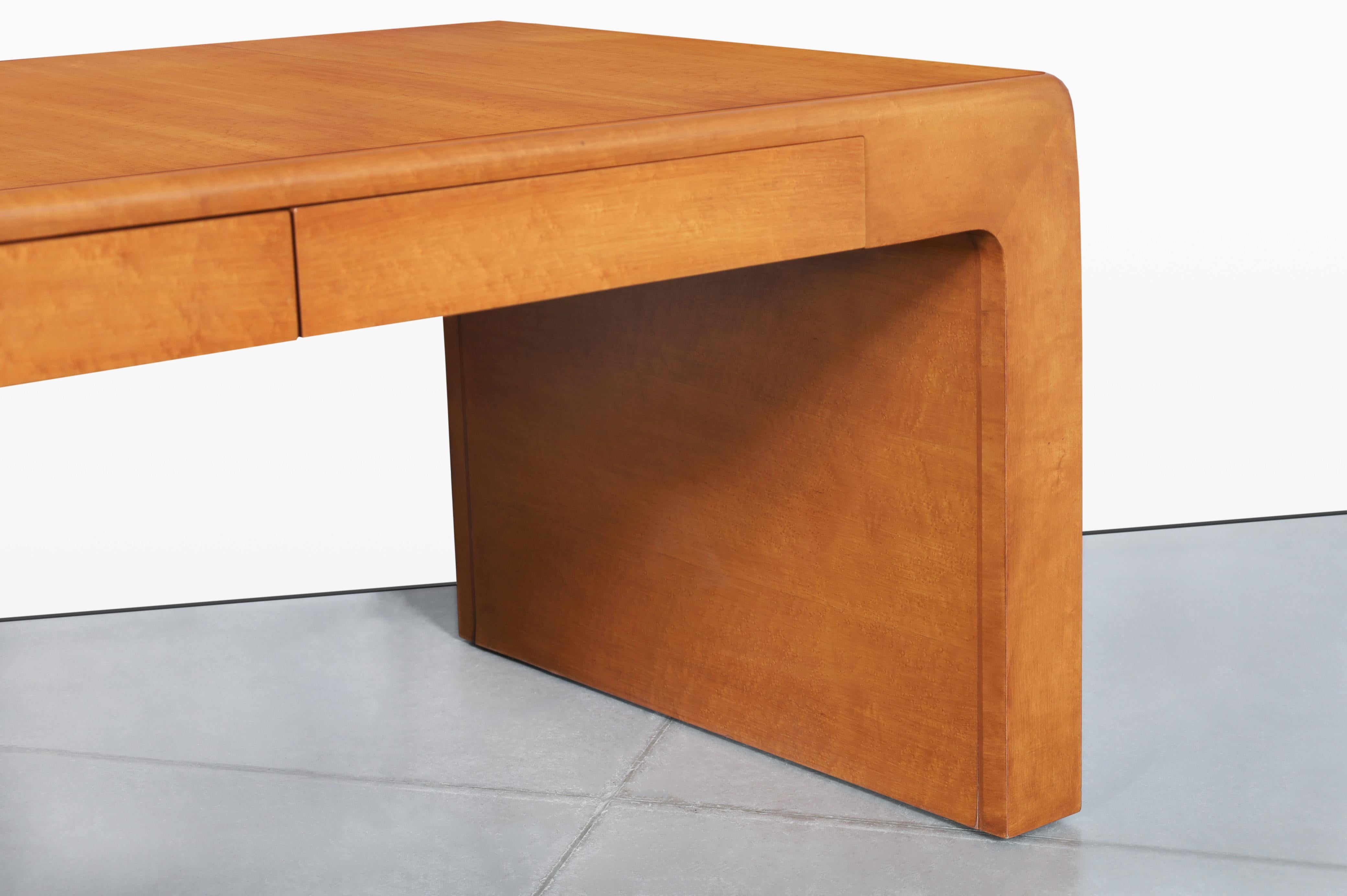 Vintage Bird’s Eye Maple “Waterfall” Executive Desk For Sale 1