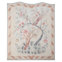 Panneau peint vintage d'oiseaux en fleurs d'arbre