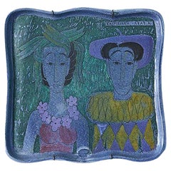 Vintage Birger Kaipiainen Decorated Ceramic Hanging Platter, Finland, 1940's