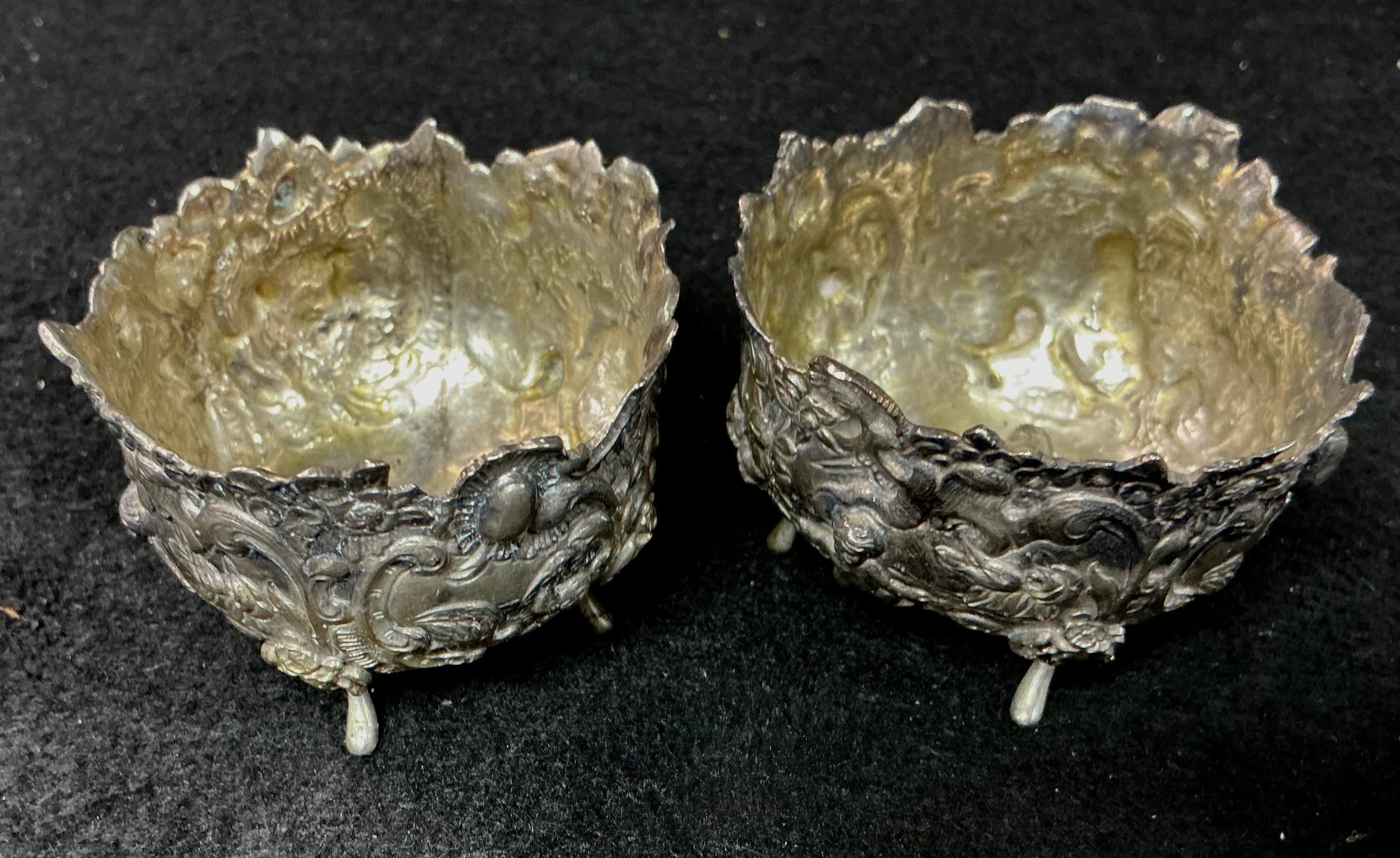 Canadese Set di sei saliere aperte d'argento vintage di Birks in vendita