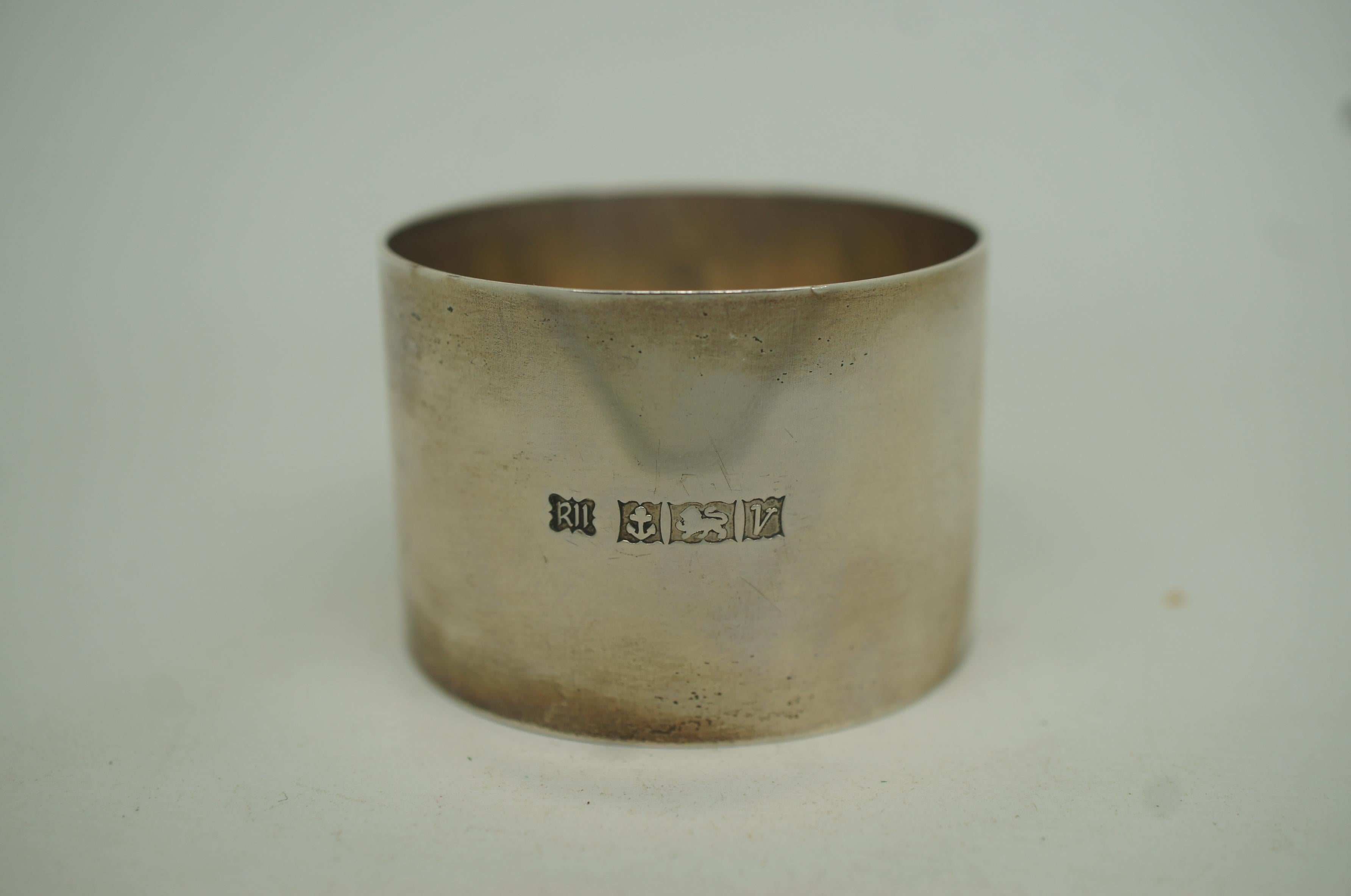 Vintage Birmingham Sterling Silver 925 Enamel Napkin Ring Cherry Blossoms 34g In Good Condition In Dayton, OH
