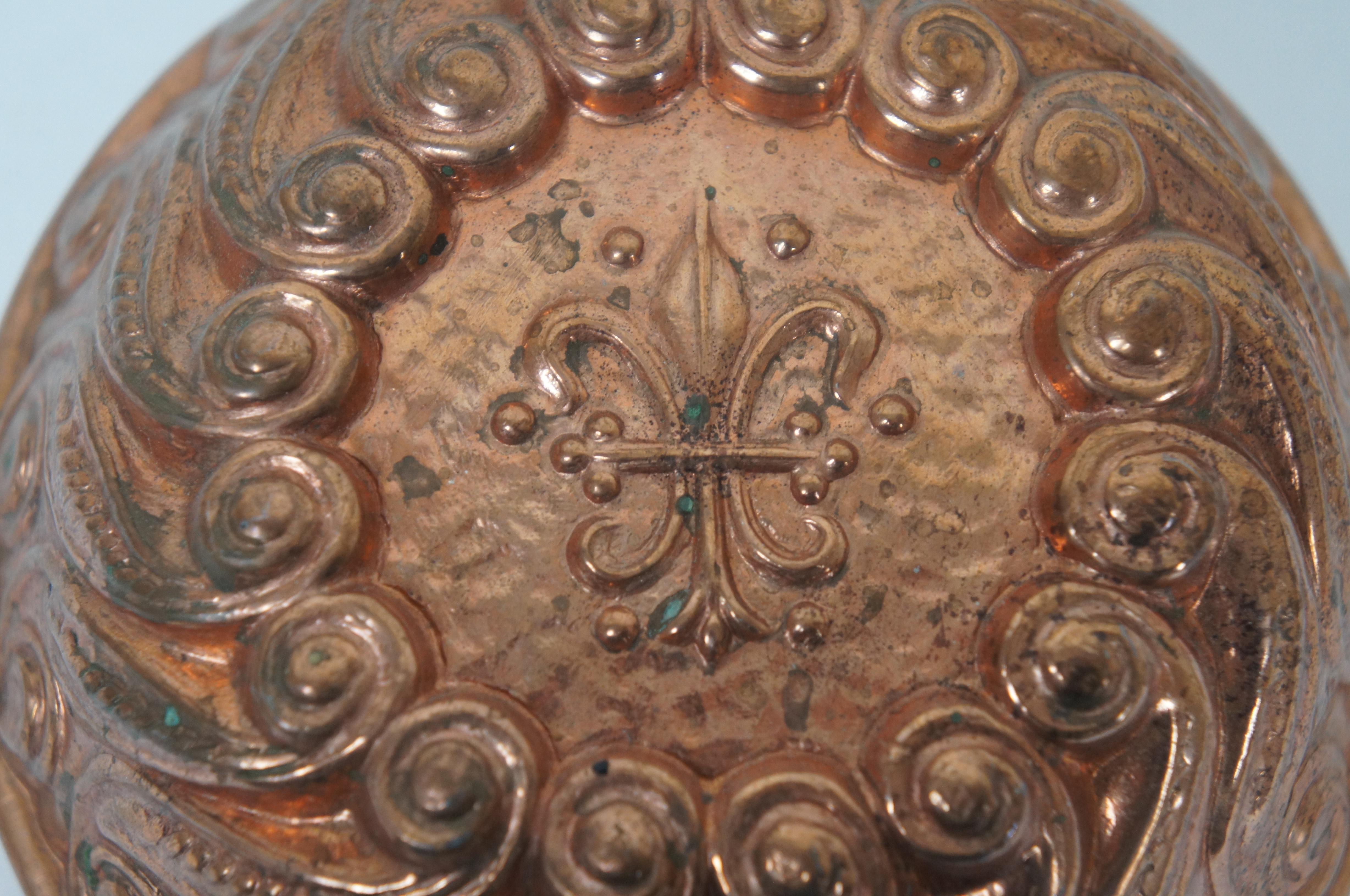Rustic Vintage Birth Gramm Swiss Copper Fleur de Lis Baking Mold Cake Pan 6