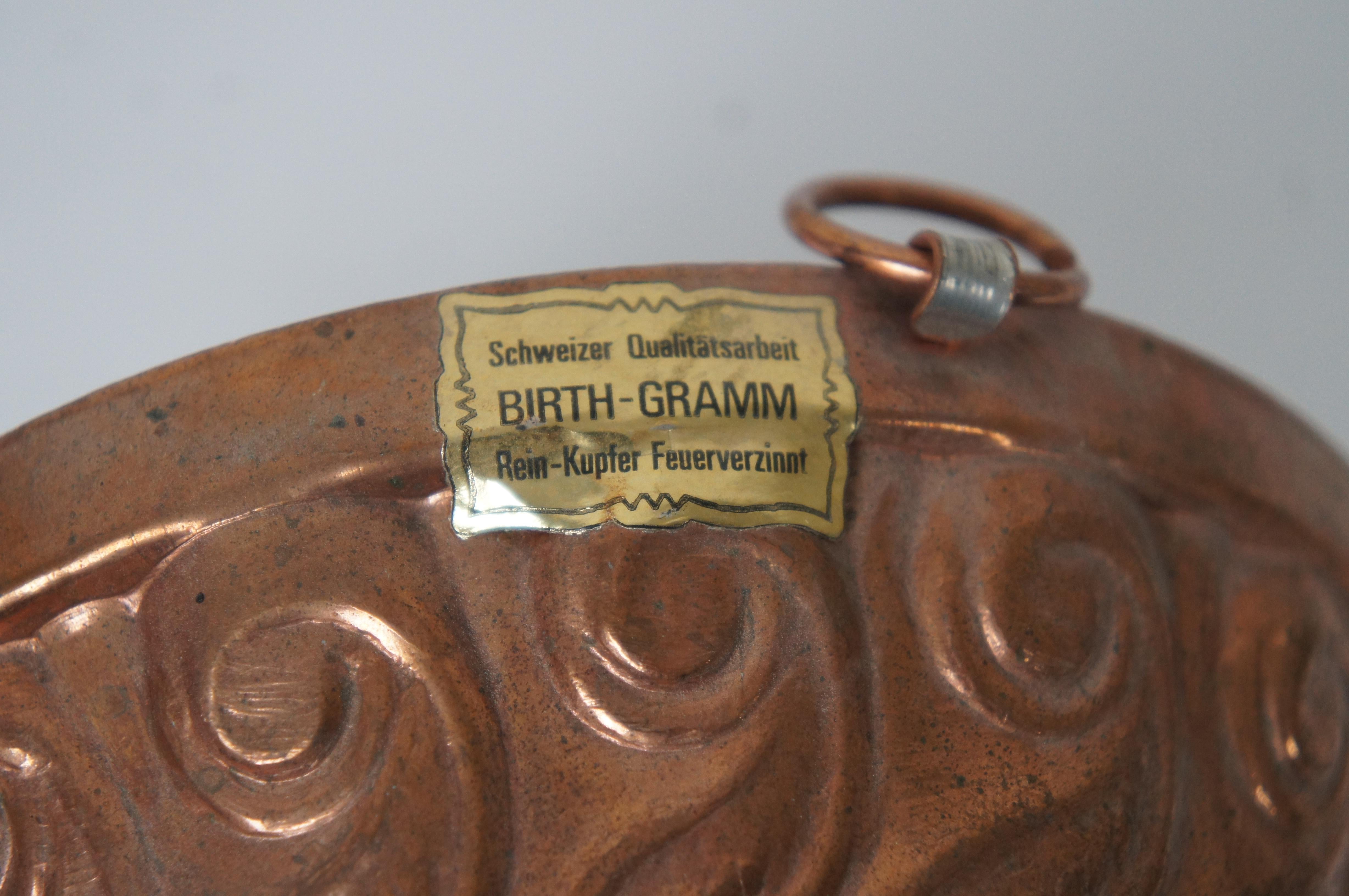 Vintage Birth Gramm Swiss Copper Fleur de Lis Baking Mold Cake Pan 6