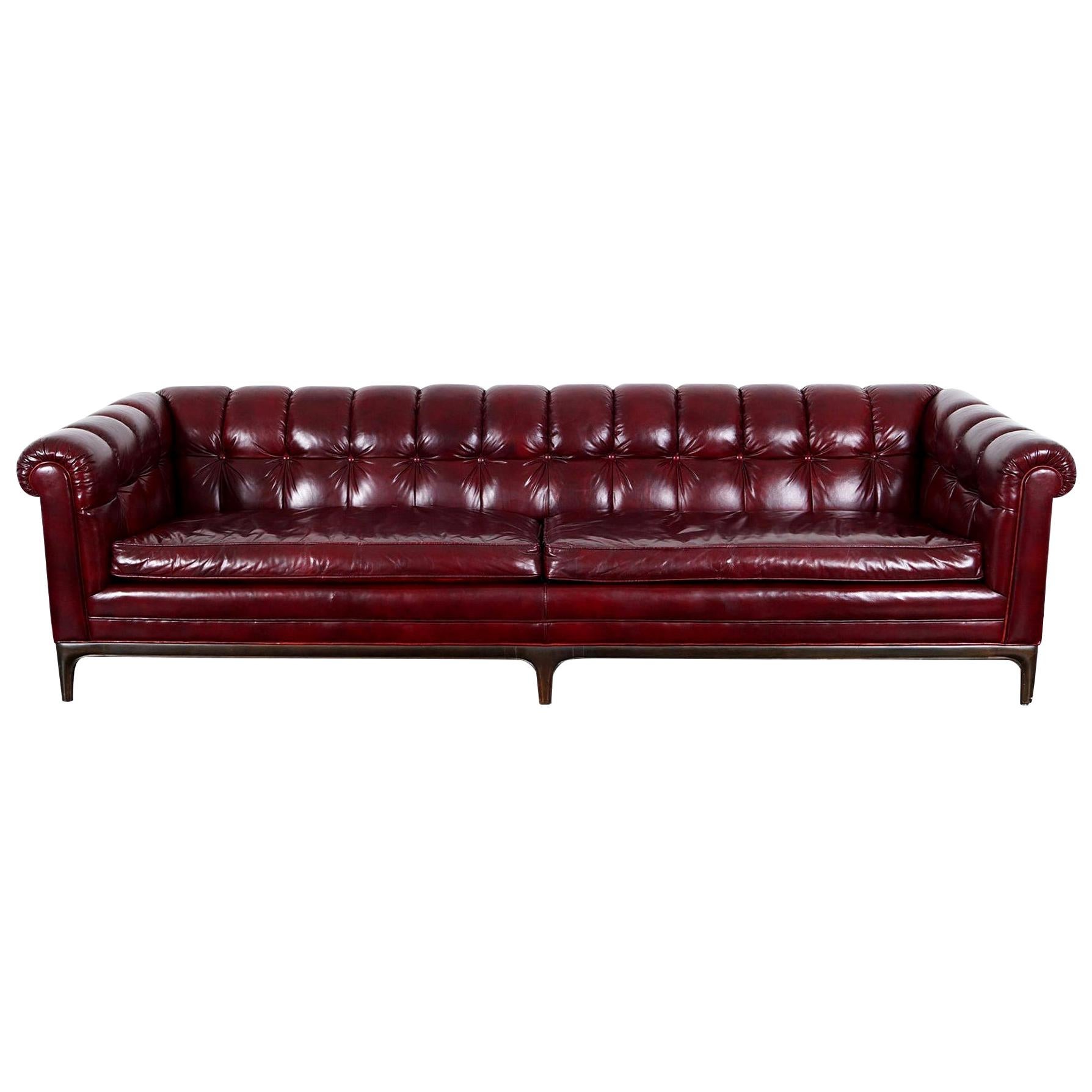 Vintage Biscuit Tufted Leather Sofa by Maurice Bailey for Monteverdi Young
