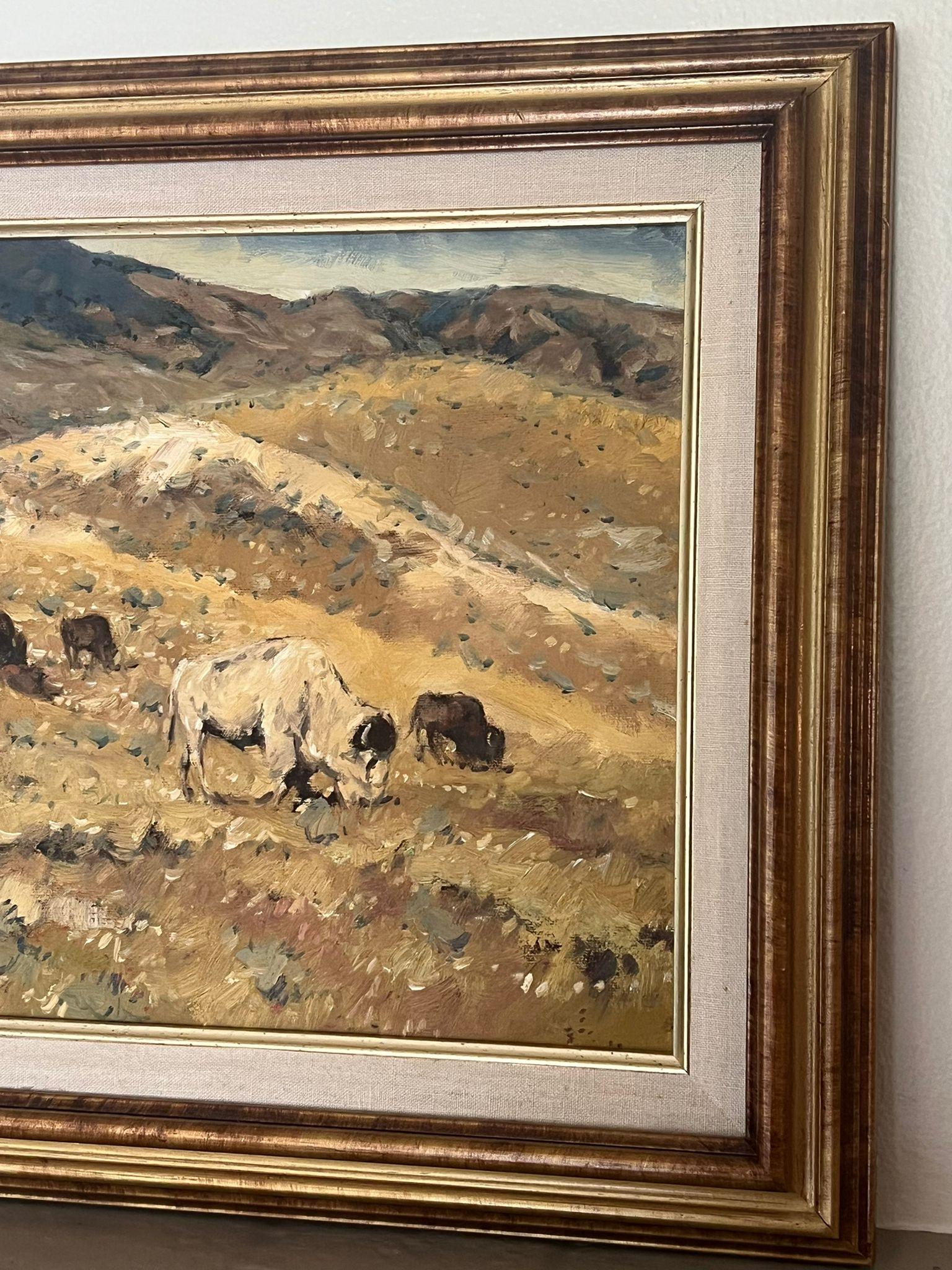 Mid-Century Modern Vintage Bison Landscape by Sheryl Bodily