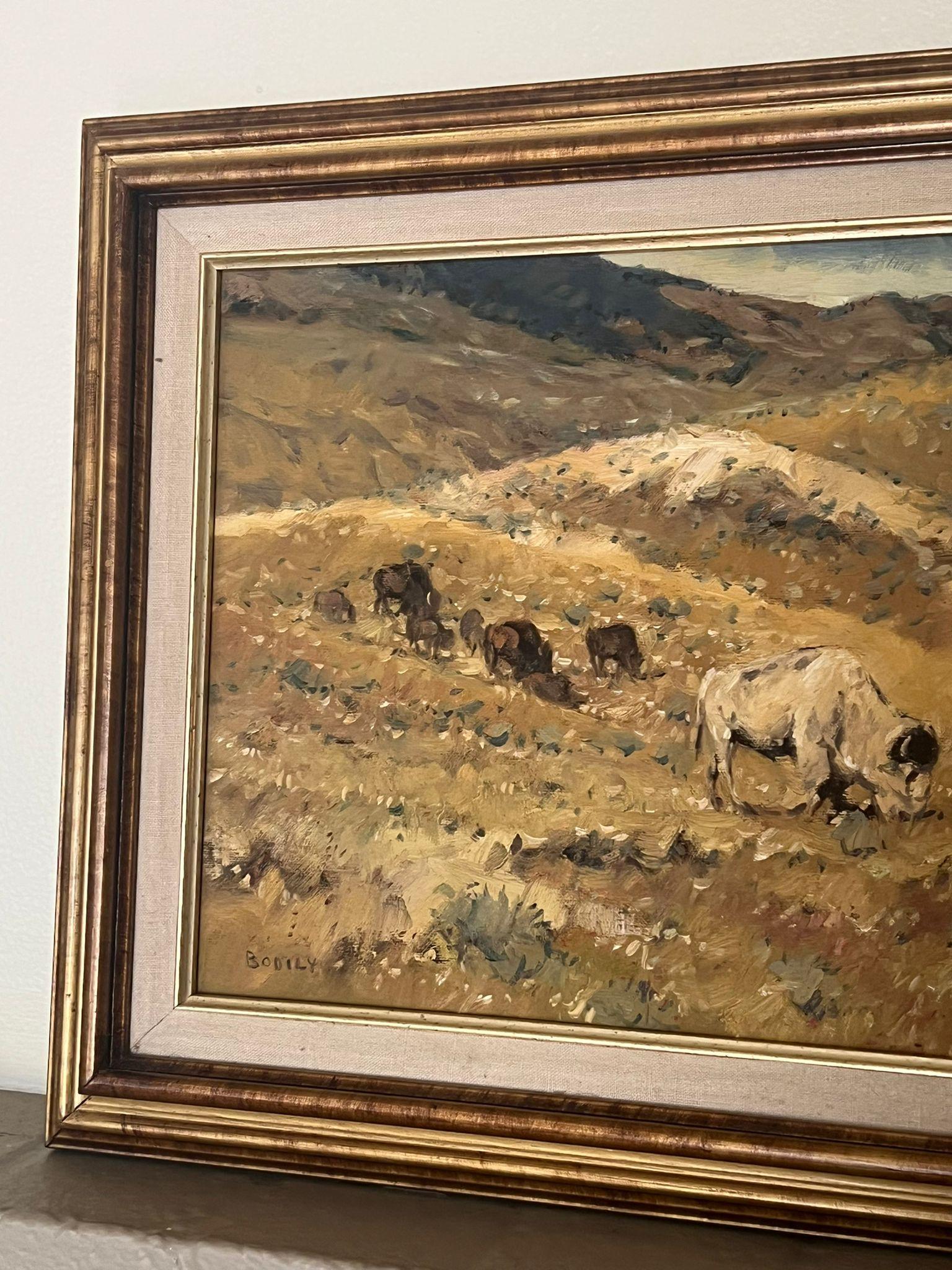 Mid-20th Century Vintage Bison Landscape by Sheryl Bodily