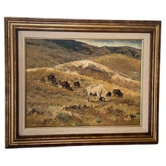 Vintage Bison Landscape by Sheryl Bodily