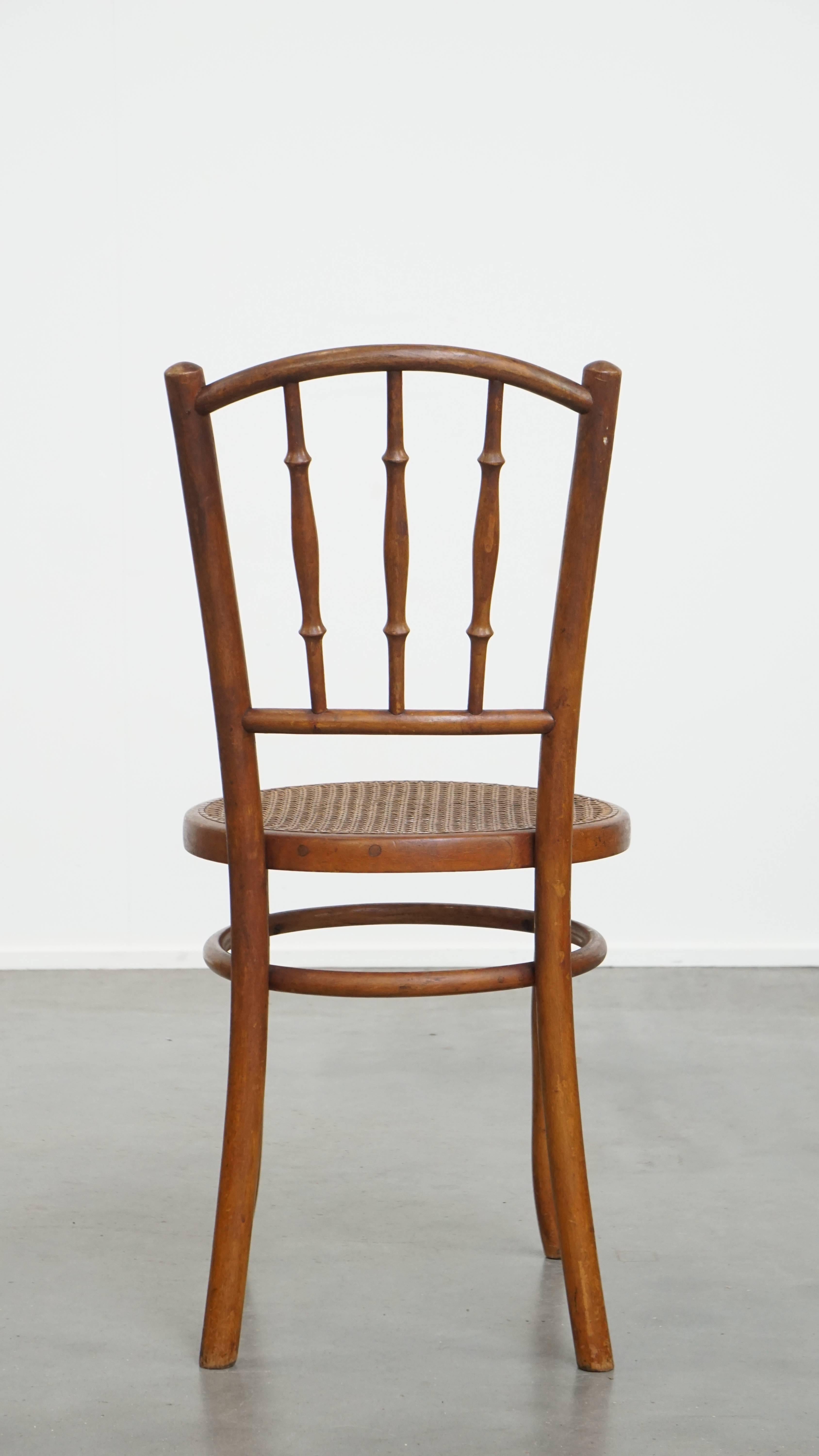 Hand-Crafted Vintage Bistro Chair with Woven Seat For Sale
