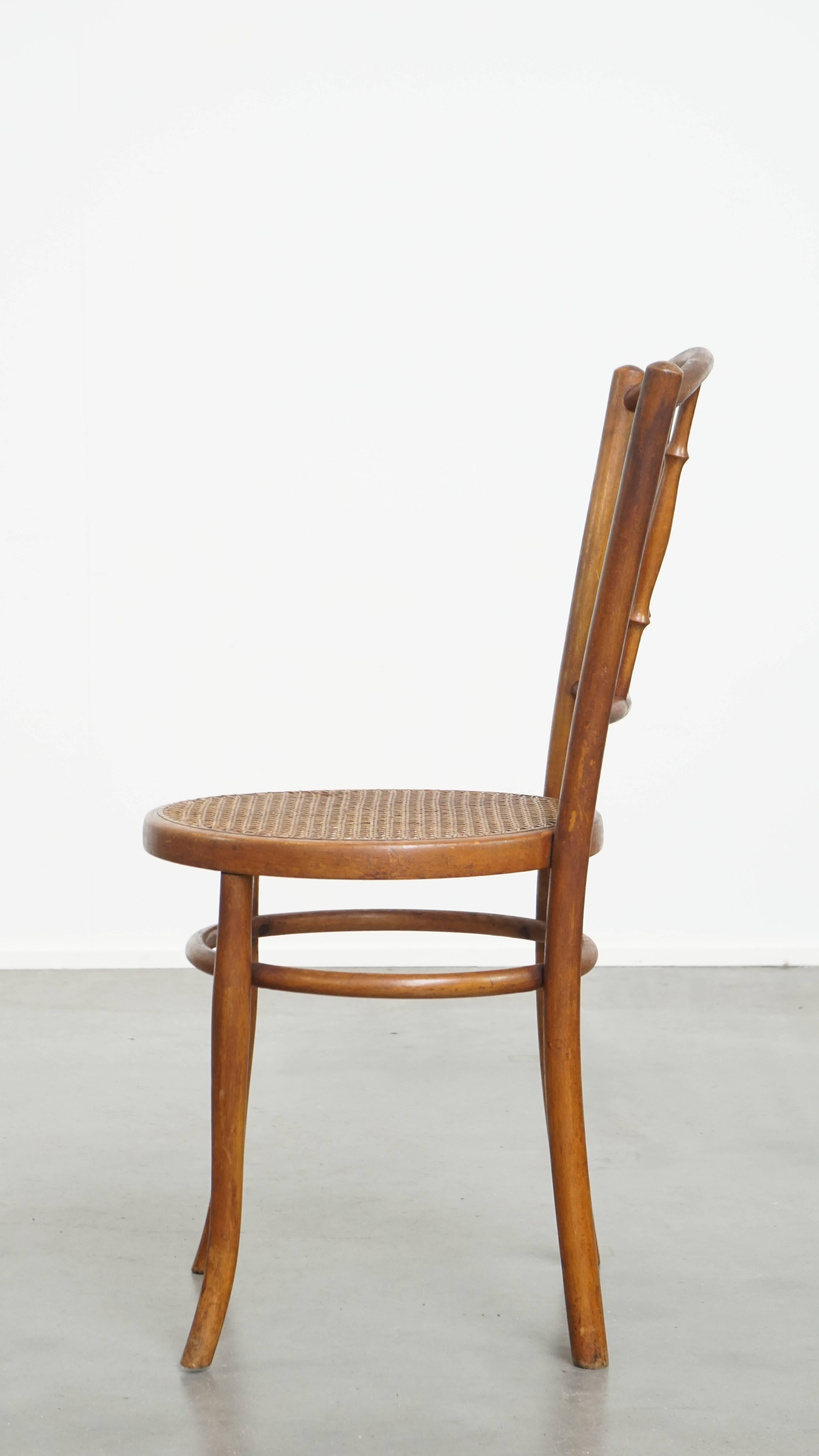Vintage Bistro Chair with Woven Seat In Fair Condition For Sale In Harderwijk, NL