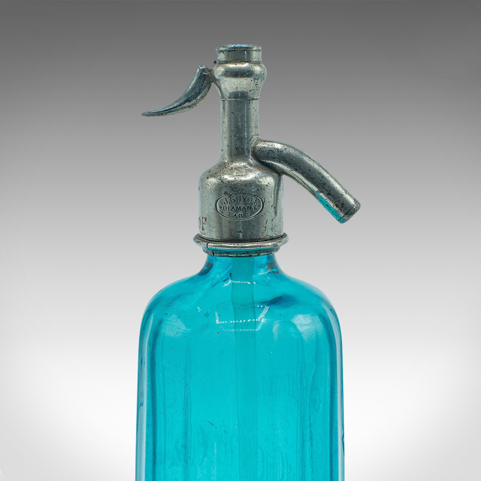 Siphon à soupe de bistro vintage, français, verre décoratif, bouteille Seltzer, vers 1930 2