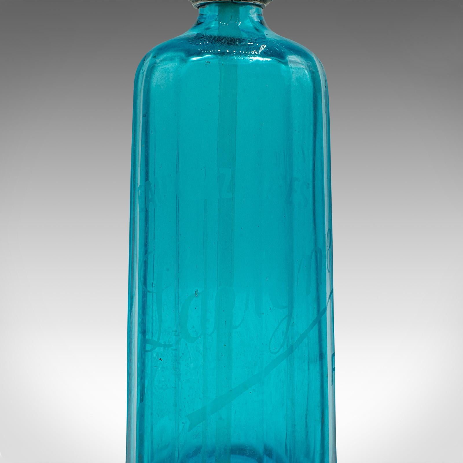Siphon à soupe de bistro vintage, français, verre décoratif, bouteille Seltzer, vers 1930 Bon état à Hele, Devon, GB