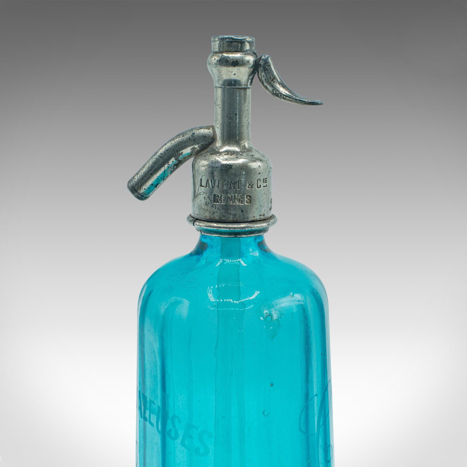 Verre Siphon à soupe de bistro vintage, français, verre décoratif, bouteille Seltzer, vers 1930