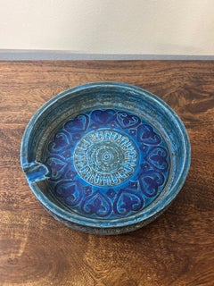 Vintage Bitossi Aldo Londi Rimini Blue Ceramic Ashtray, Italy 1960s