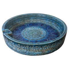 Vintage Bitossi Aldo Londi Rimini Blue Ceramic Ashtray, Italy 1960s