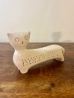 Vintage Bitossi Cat Sculpture Flavia Italy - Textured Ceramic Signed