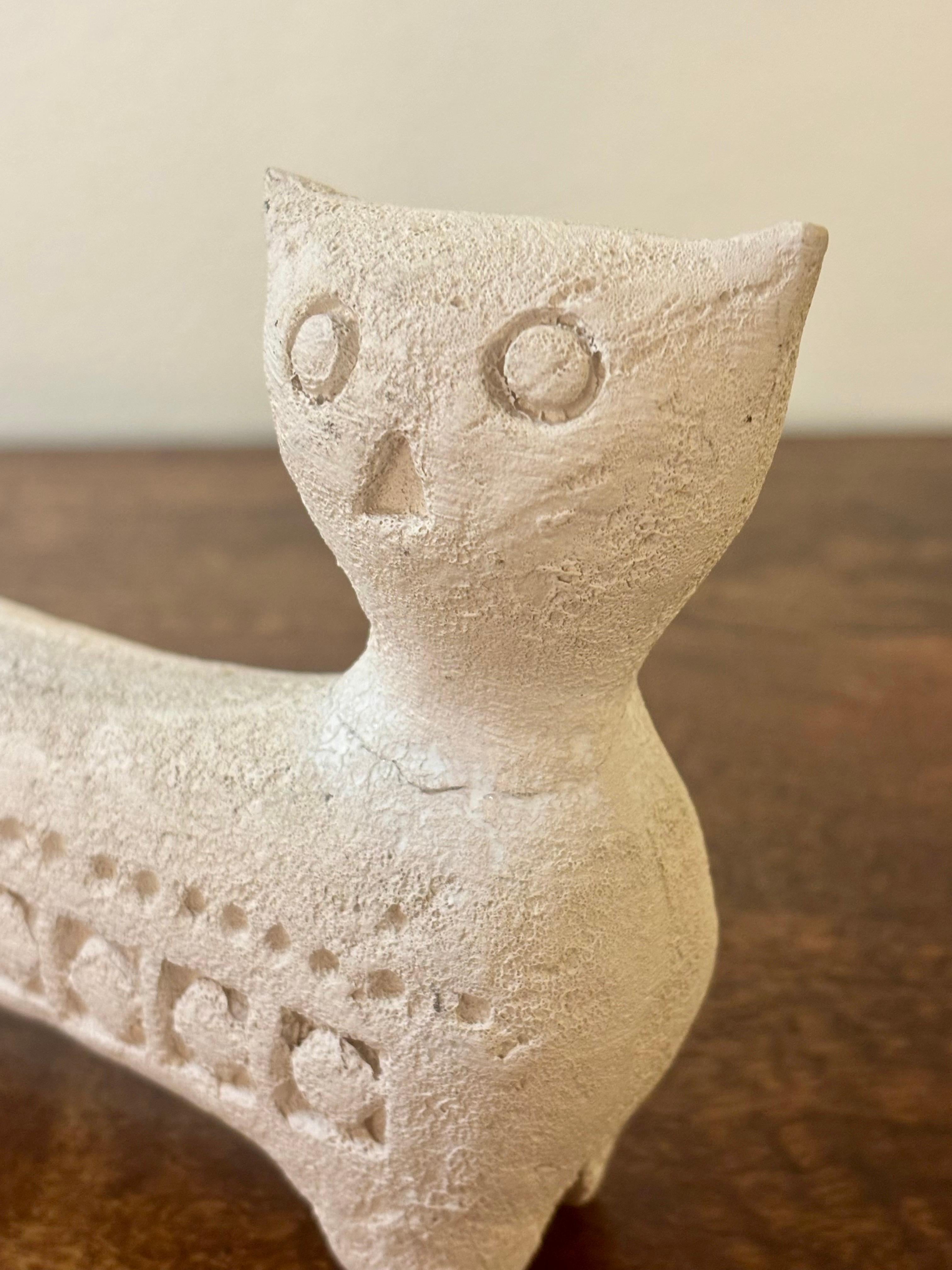Vintage Bitossi Cat Sculpture Flavia Italy - Textured Ceramic