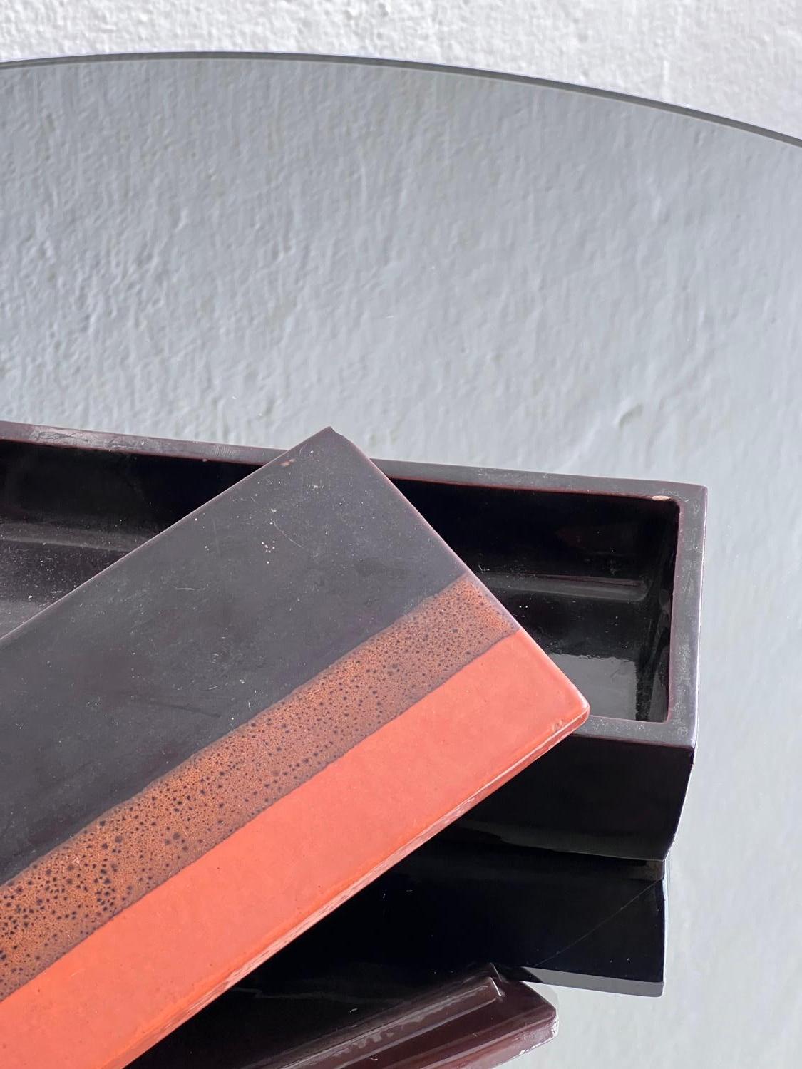 Rara Caja de Cerámica Bitossi, Naranja y Marrón , Made in Italy 1970's Moderno de mediados de siglo en venta