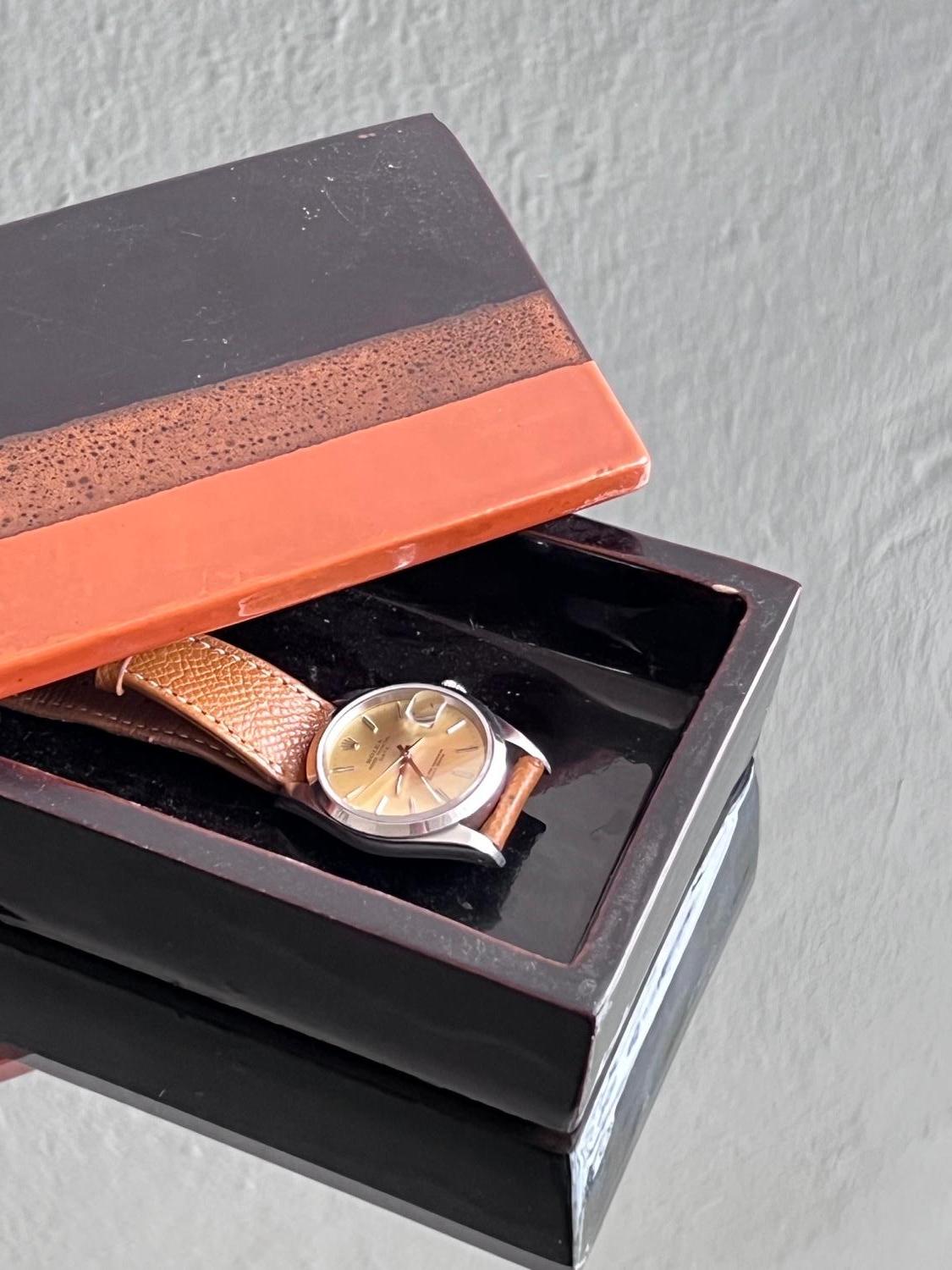 Rara Caja de Cerámica Bitossi, Naranja y Marrón , Made in Italy 1970's Italiano en venta