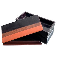 Vintage Rare Bitossi Ceramic Box, Orange & Brown , Made in Italy 1970's