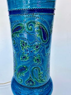 Vintage Bitossi Rimini Blue Table Lamp Mid Century Modern Pottery Raymor