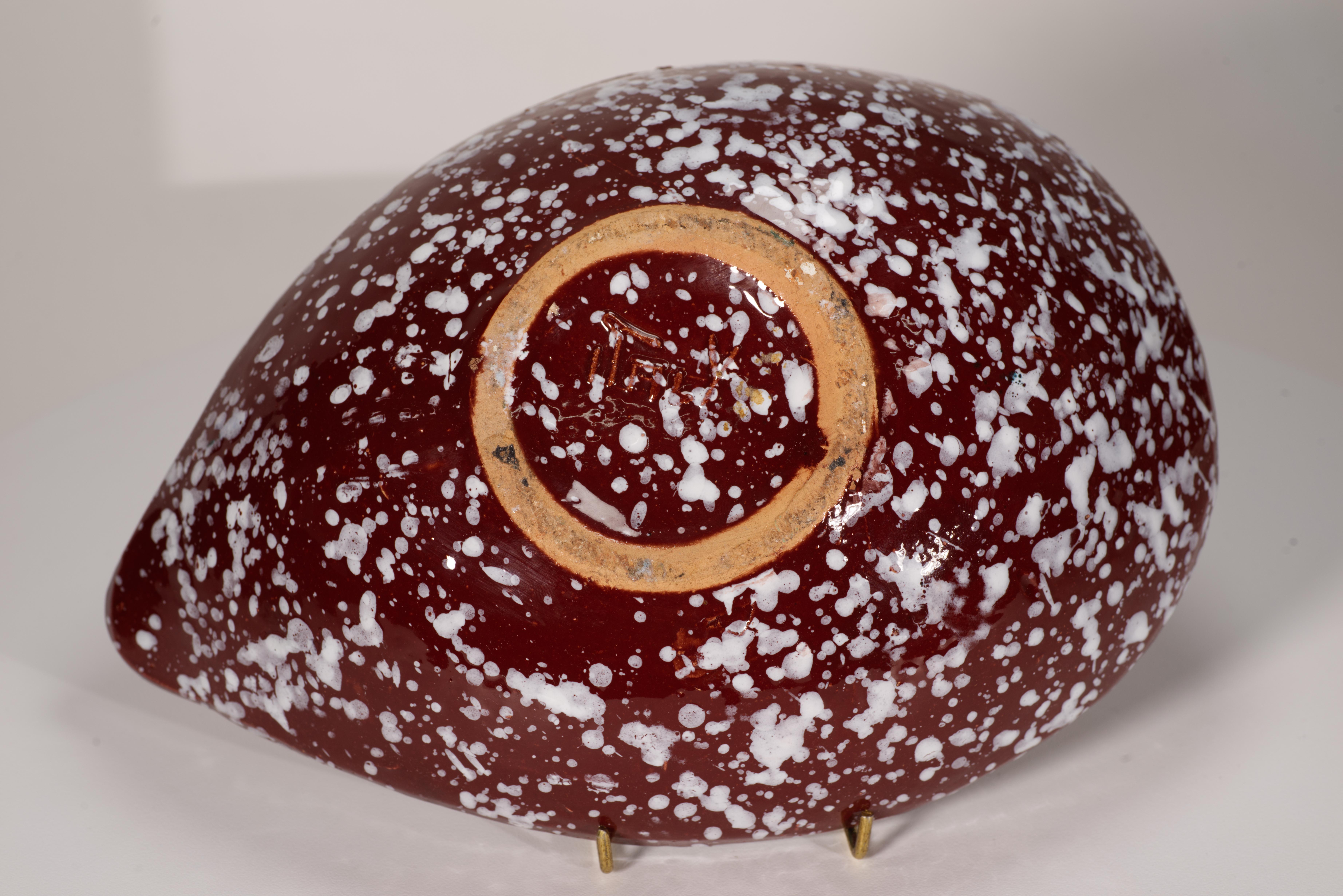 Bol ovale vintage Bitossi Sgraffito Majolica attrayant en vente 3