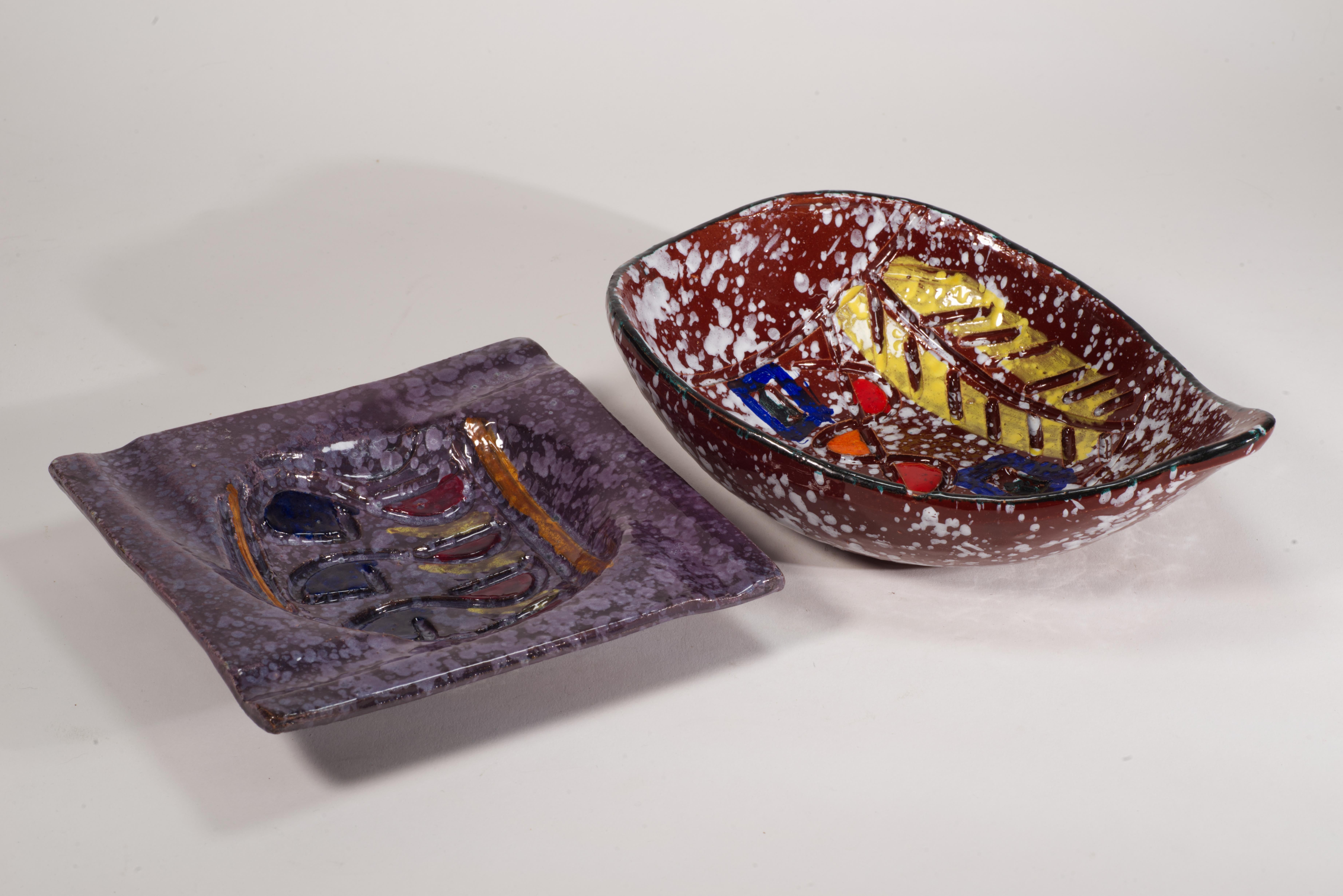 Bol ovale vintage Bitossi Sgraffito Majolica attrayant en vente 5