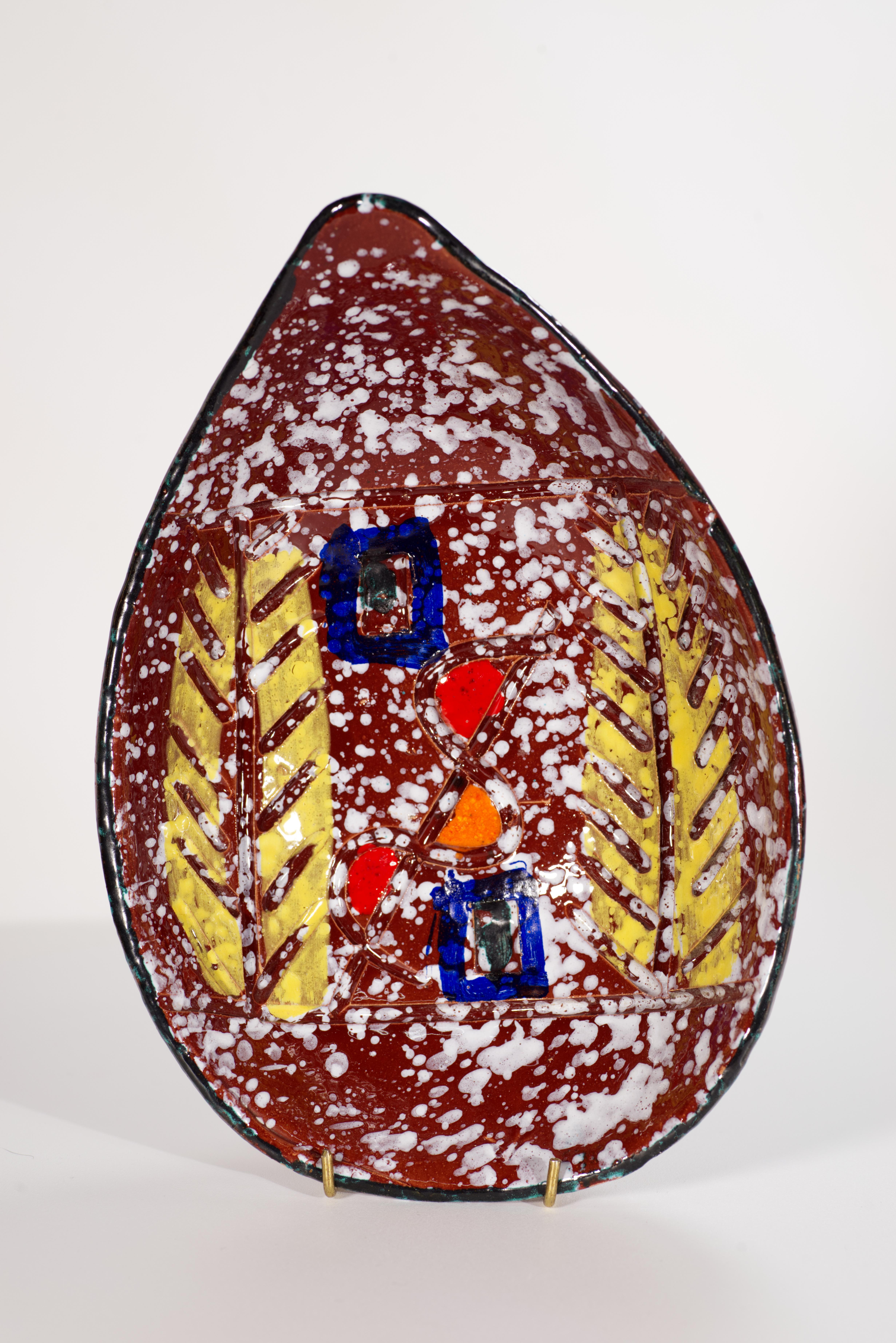 Mid-Century Modern Bol ovale vintage Bitossi Sgraffito Majolica attrayant en vente
