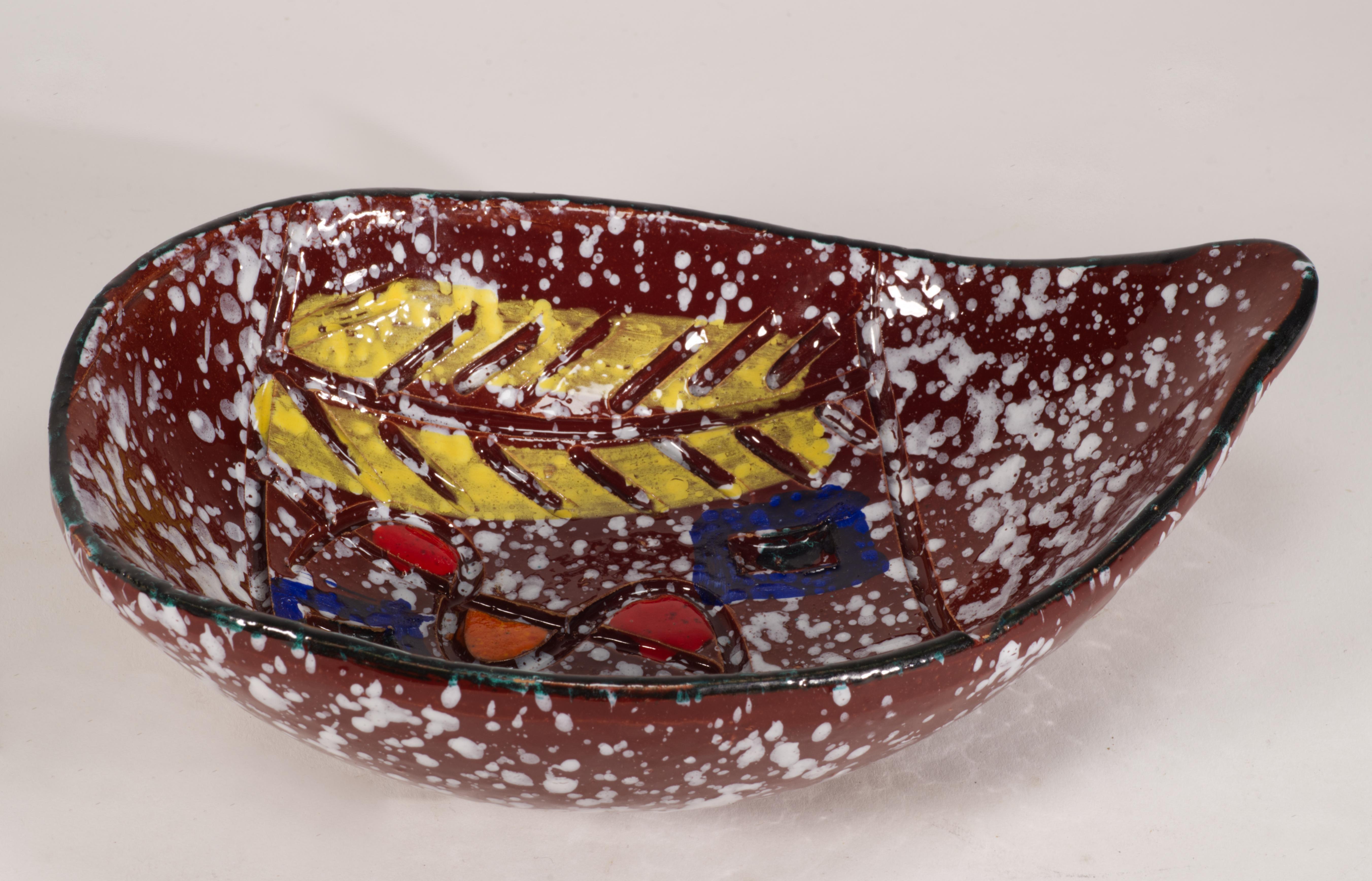 Céramique Bol ovale vintage Bitossi Sgraffito Majolica attrayant en vente