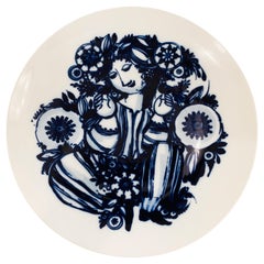 Vintage Björn Wiinblad Rosenthal Studio Line Porcelain Flow Blue Plate Charger