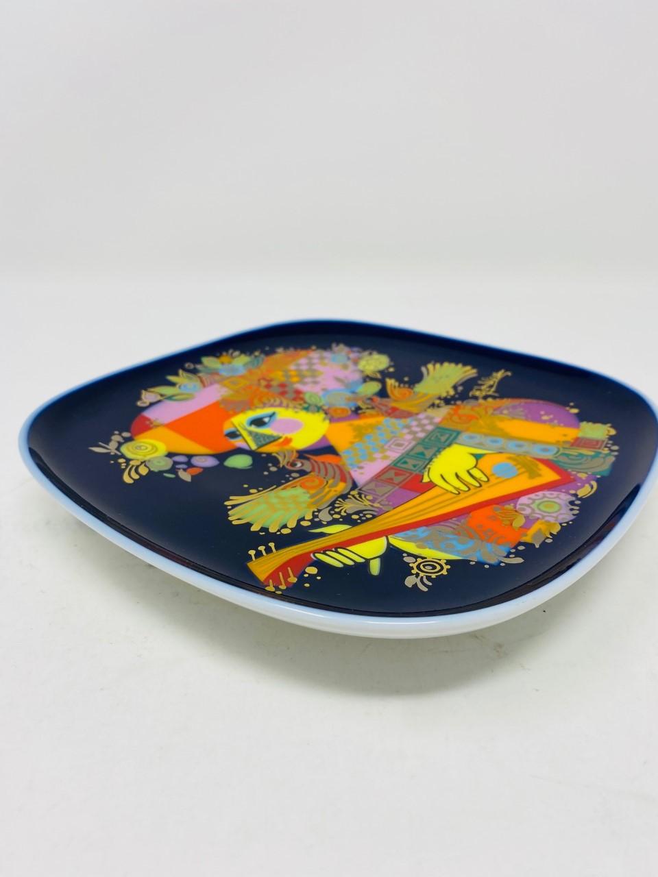 Porcelain Vintage Bjorn Wiindblad Decorative Plate 1001 Nights Lute Player Plate For Sale