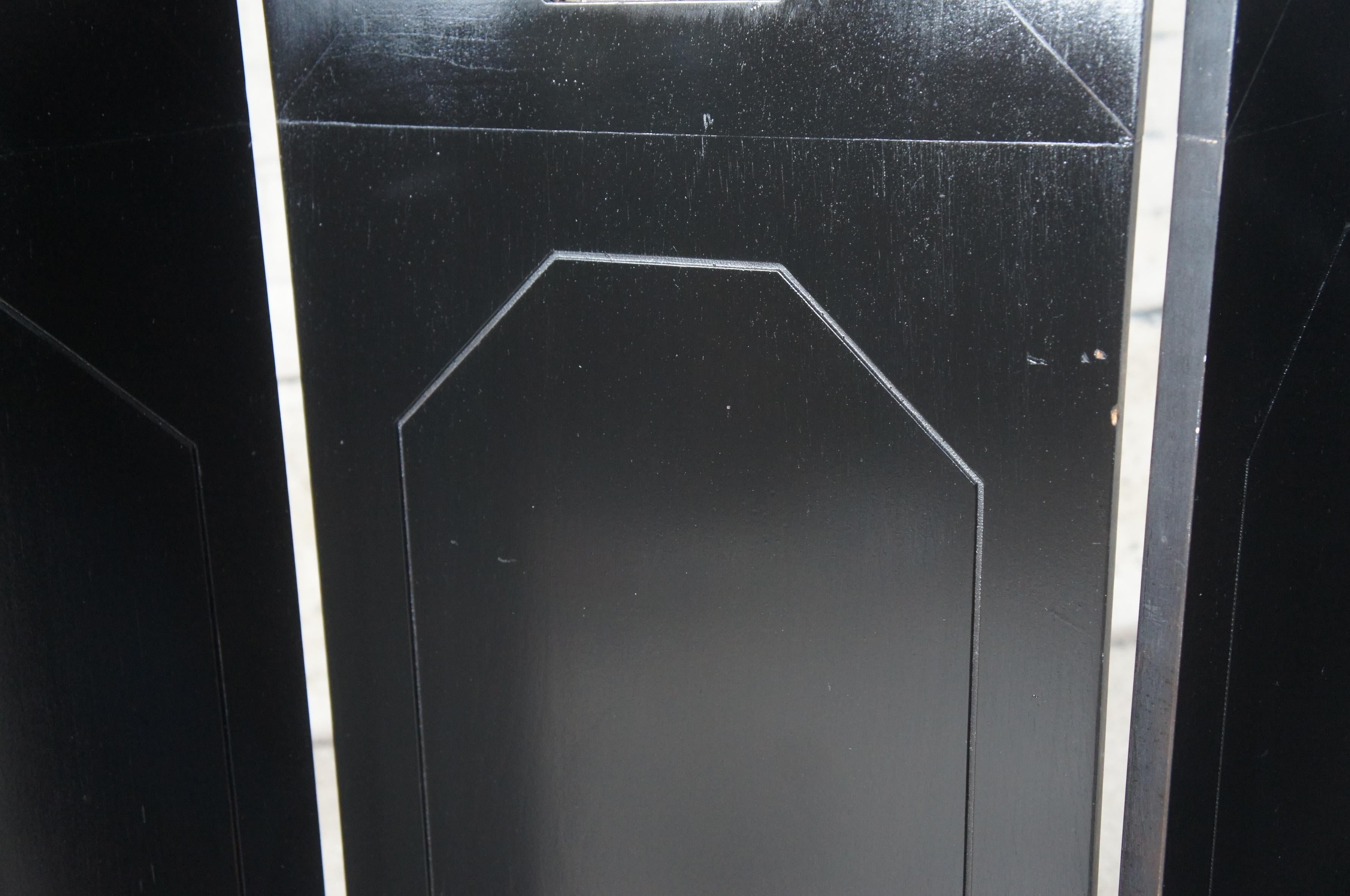 Vintage Black 4 Panel Room Divider Folding Lattice Privacy Screen 90