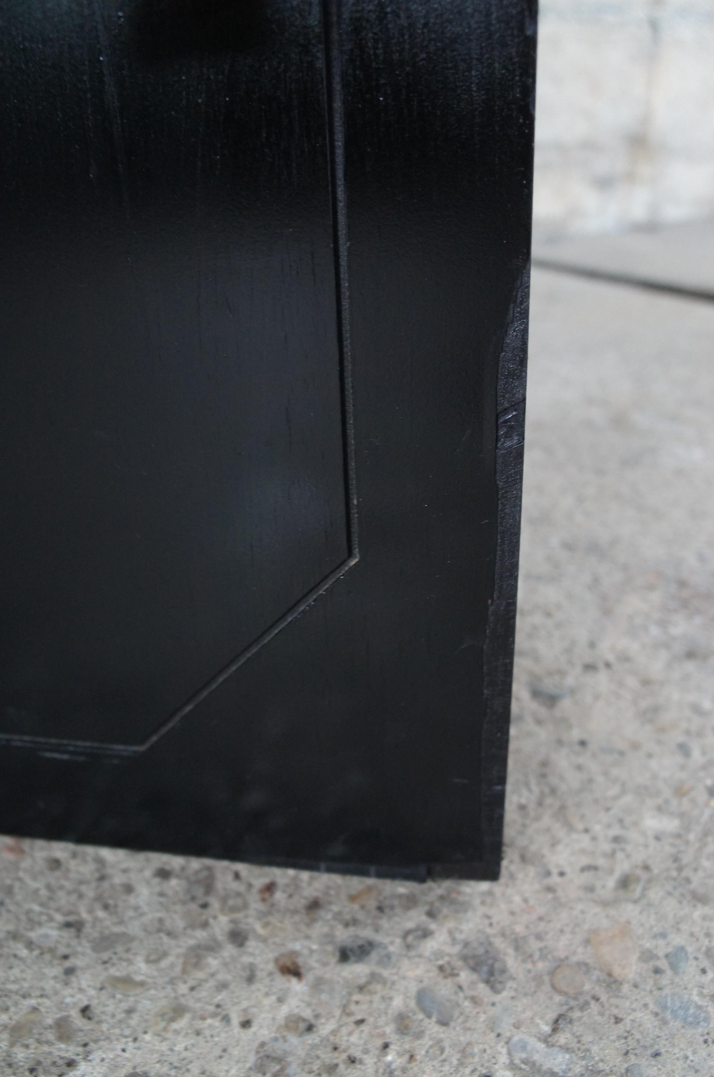 Hardwood Vintage Black 4 Panel Room Divider Folding Lattice Privacy Screen 90