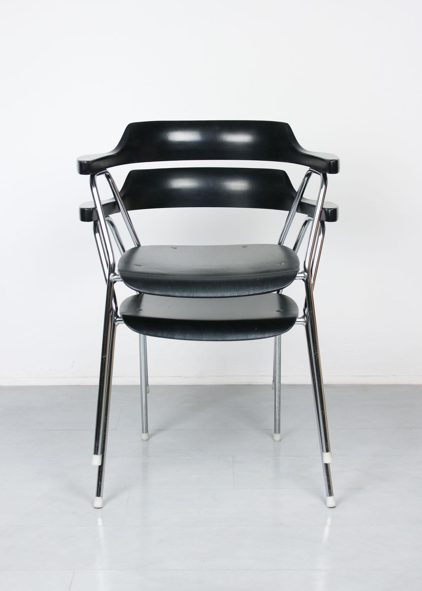 Vintage Black 4455 Dining Chairs by Niko Kralj, Set of 2 In Good Condition For Sale In Ljubljana, SI